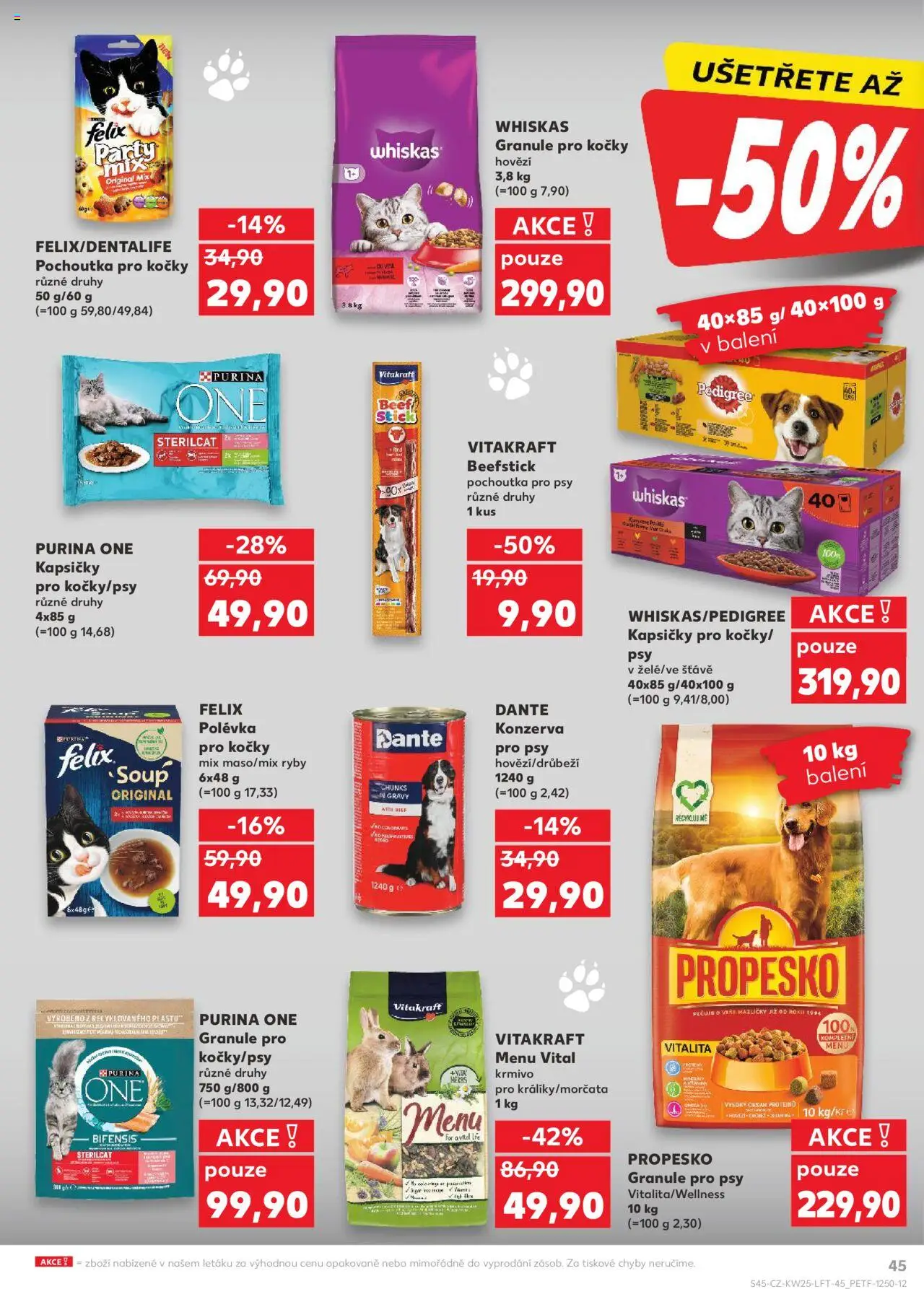 Kaufland leták od 18.06.2025 | Strana: 45 | Produkty: Hovězí, Purina, Pochoutka pro psy, Propesko granule