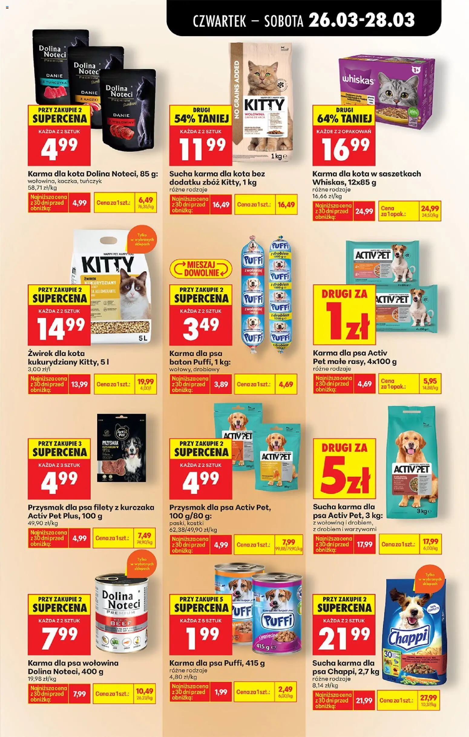 Biedronka gazetka od czwartku od 26.03.2026 | Strona: 79 | Produkty: Filety z kurczaka, Żwirek dla kota, Baton, Karma dla psa