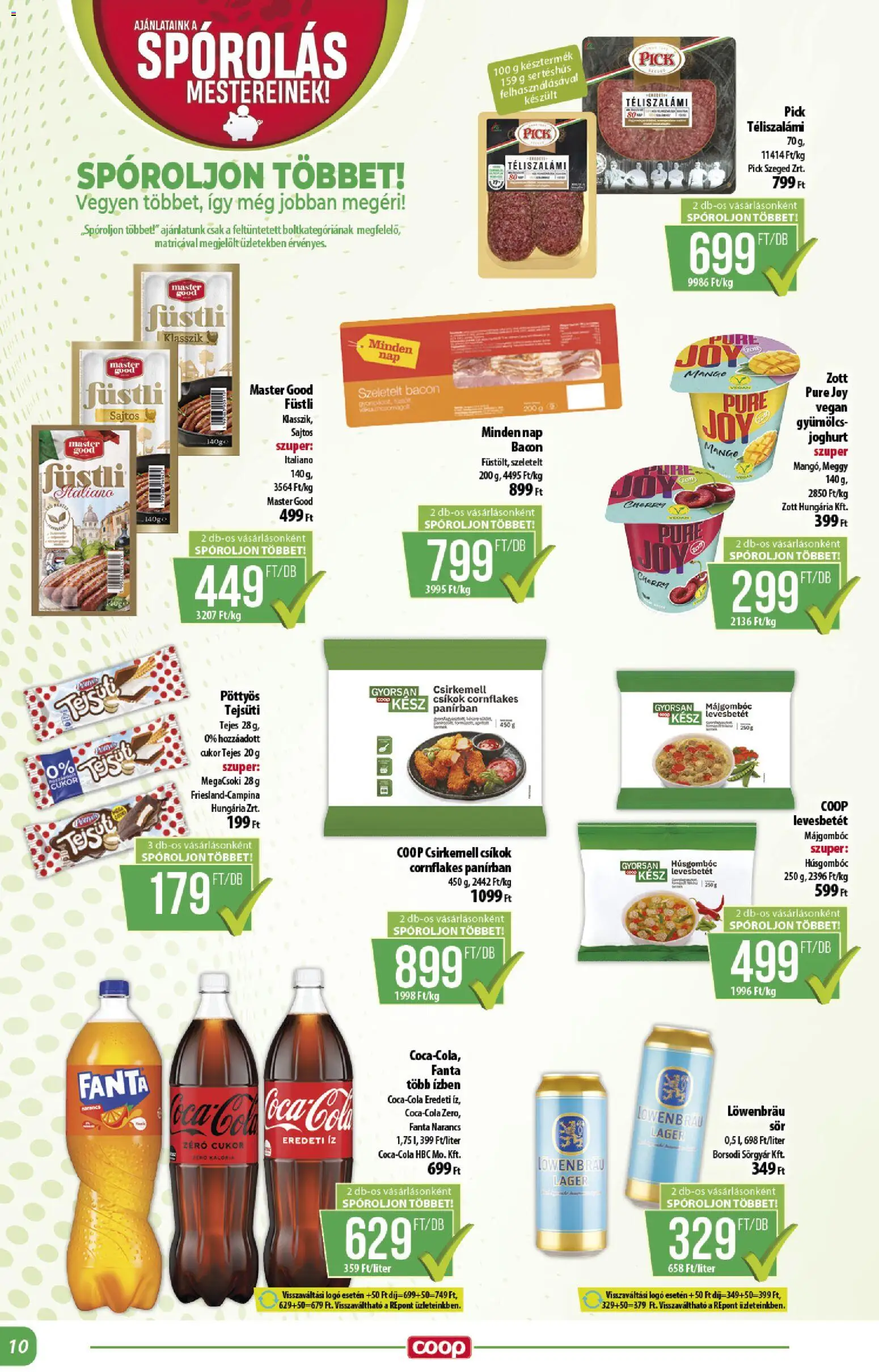 COOP akciós ujság - amely érvényes a következő dátumtól: 23.04.2026 | Oldal: 10 | Termékek: Májgombóc levesbetét, Joghurt, Narancs, Cukor