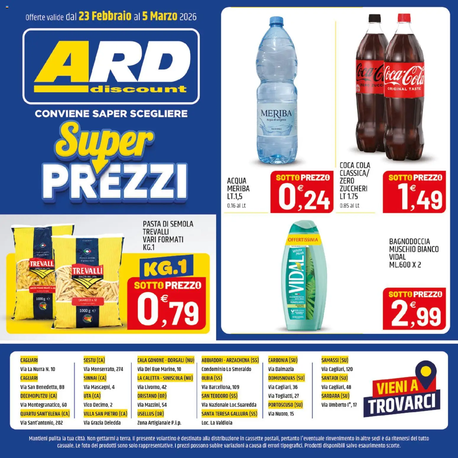 Volantino ARD Discount del 23.02.2026 | Pagina: 20 | Prodotti: Acqua, Pasta, Coca Cola
