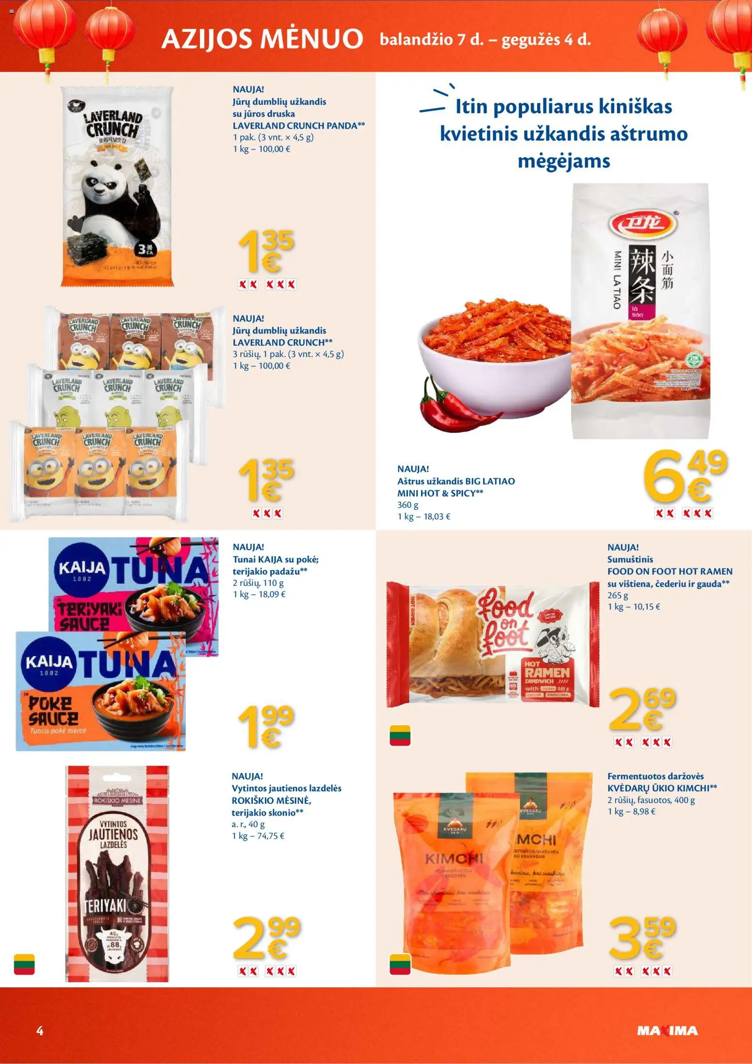 MAXIMA akcijos nuo 07.04.2026 | Puslapis: 4 | Prekių: Jautienos, Sumuštinis, Jūros druska, Druska