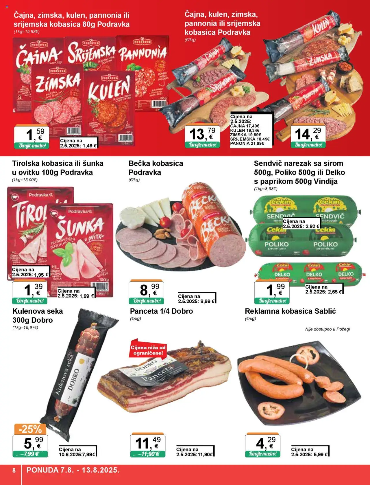 KTC katalog | vrijedi od 07.08.2025 | Stranica: 8 | Proizvodi: Vindija, Narezak, Kulen, Panceta
