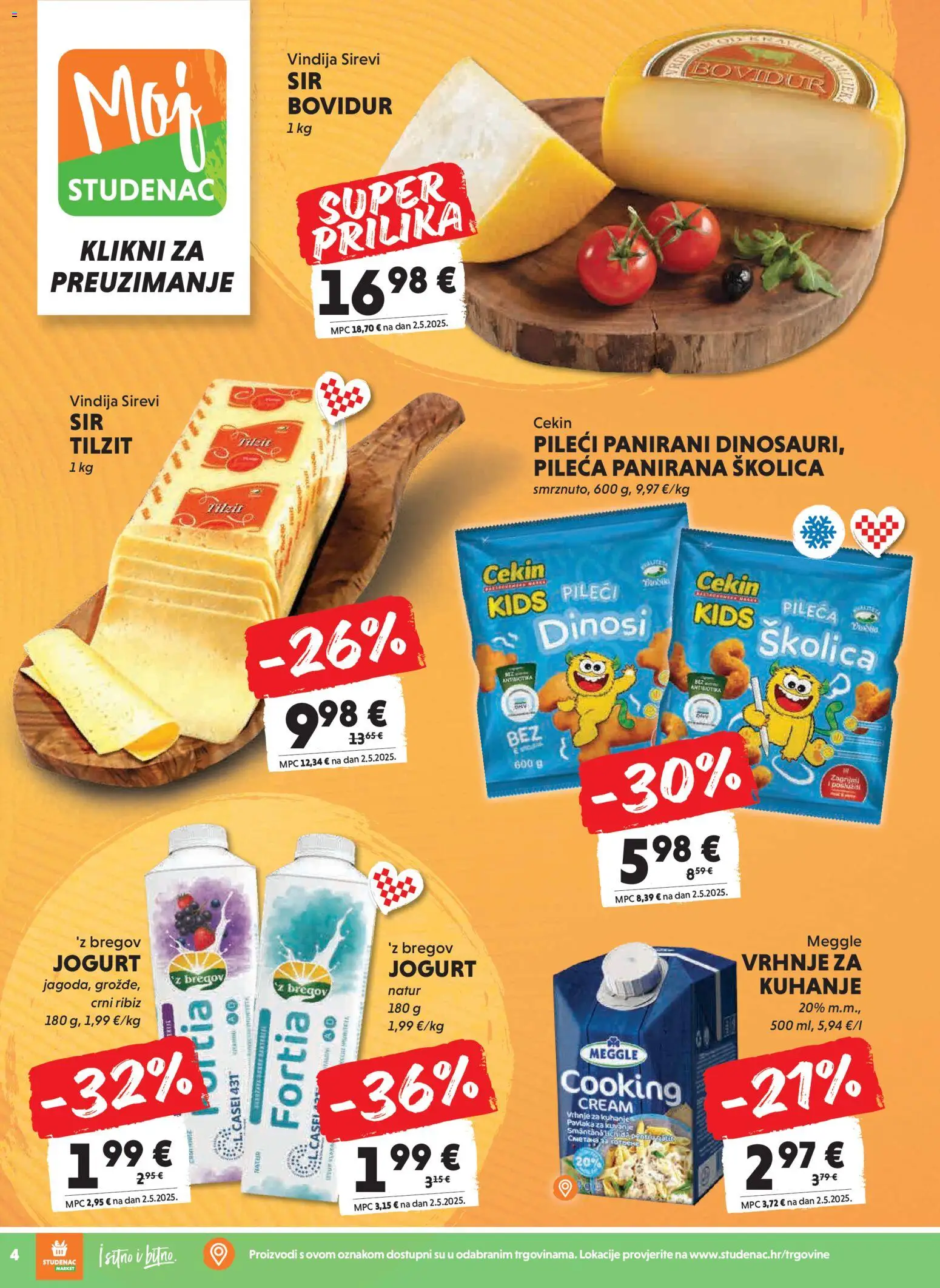 Studenac katalog | vrijedi od 11.03.2026 | Stranica: 4 | Proizvodi: Vindija, Vrhnje za kuhanje, Jogurt