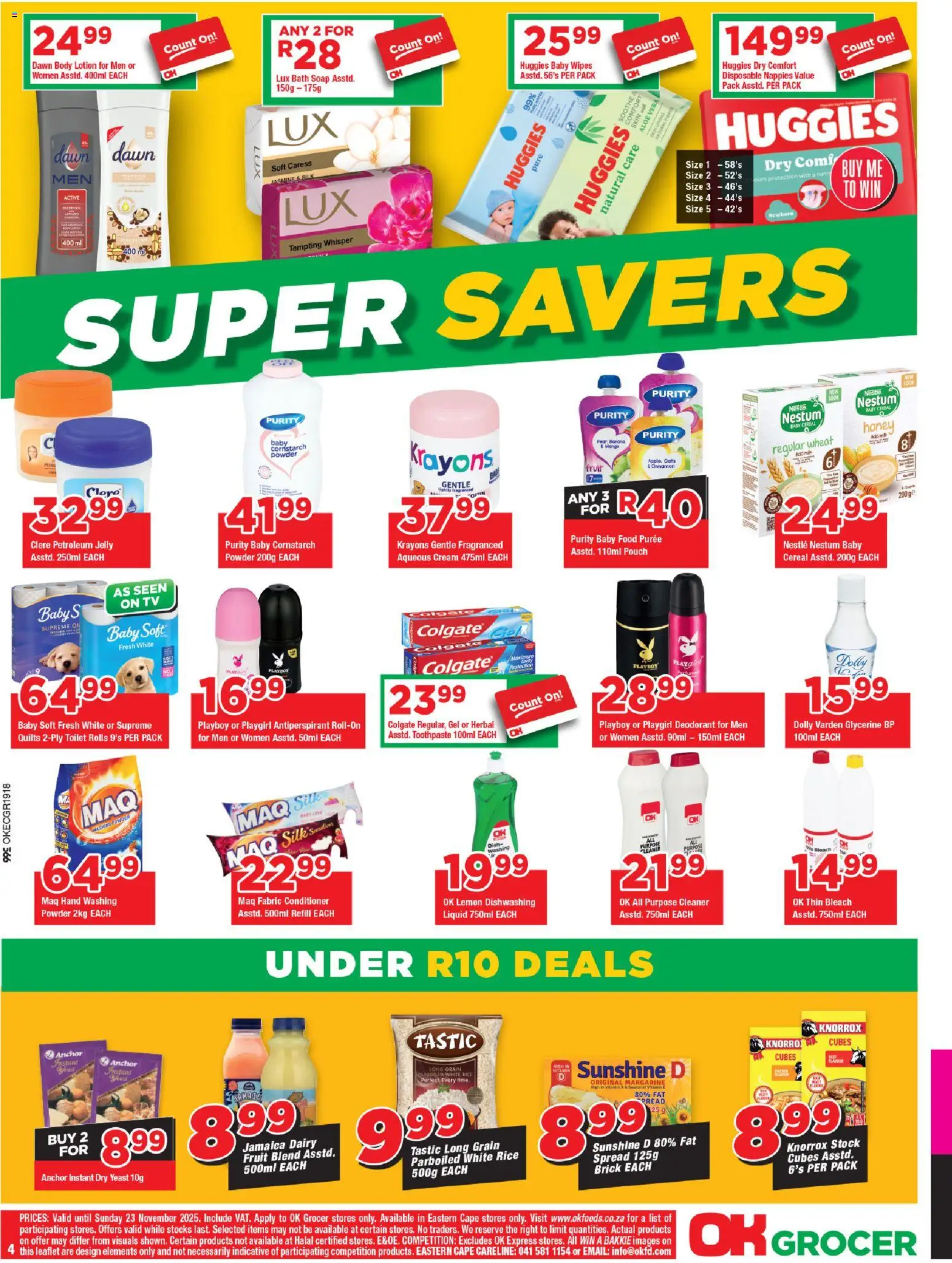 New OK Foods catalogue – valid from 12.11.2025 | Page: 4 | Products: Margarine, Rice, Washing powder, Lotion