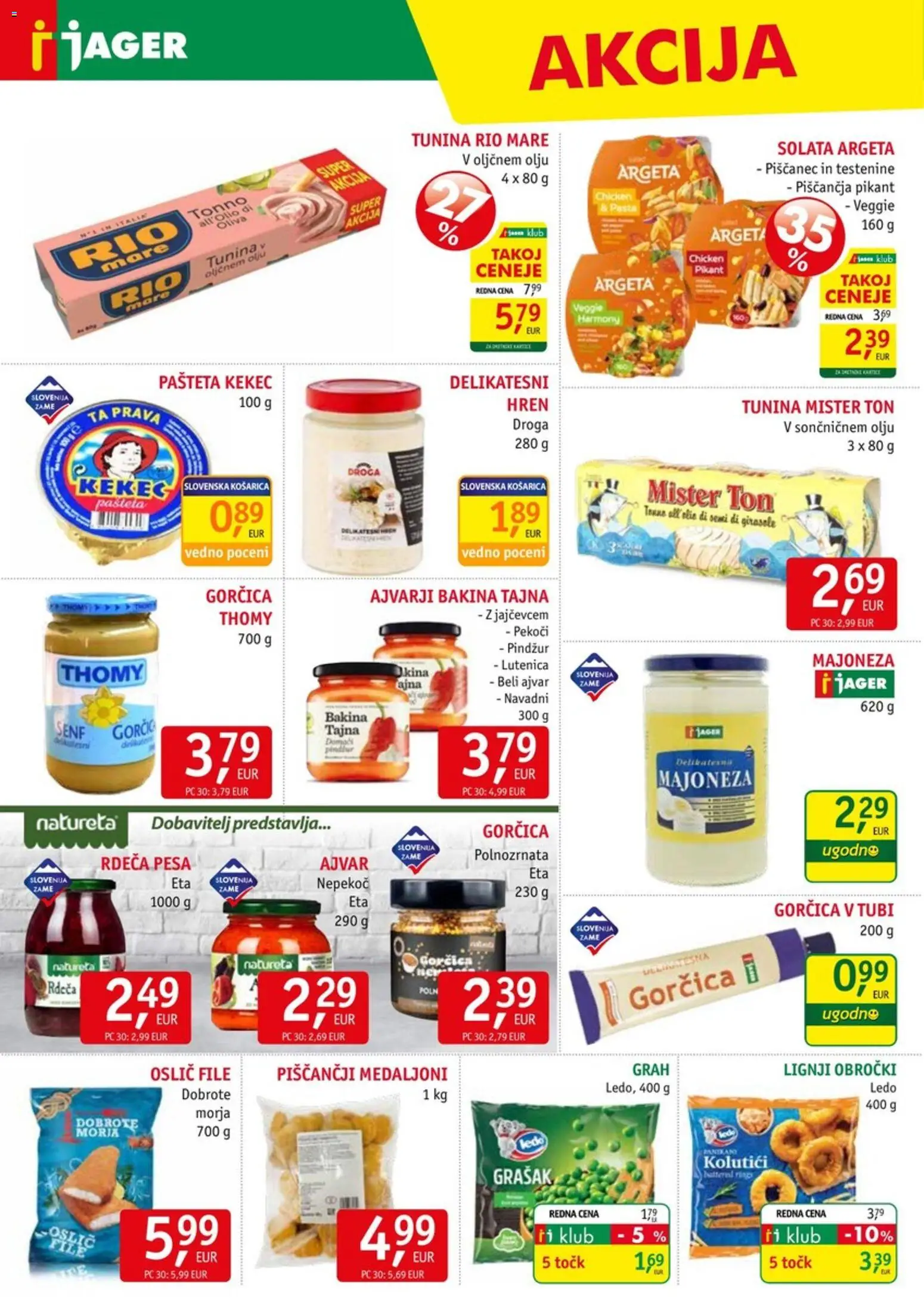 Novi Jager katalog ponudbe – veljaven od 11.03.2026 | Stran: 8 | Izdelki: Oslič, Solata, Majoneza, Grah