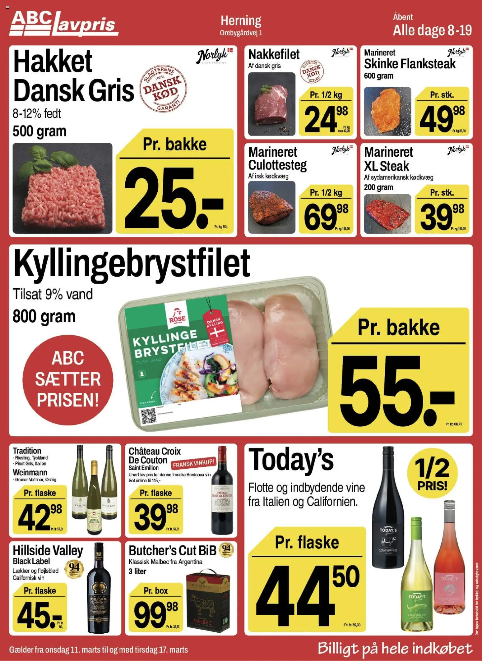 Abc Lavpris tilbudsavis – gyldig fra 11.03.2026 | Side: 7 | Produkter: Skinke, Vin, Nakkefilet