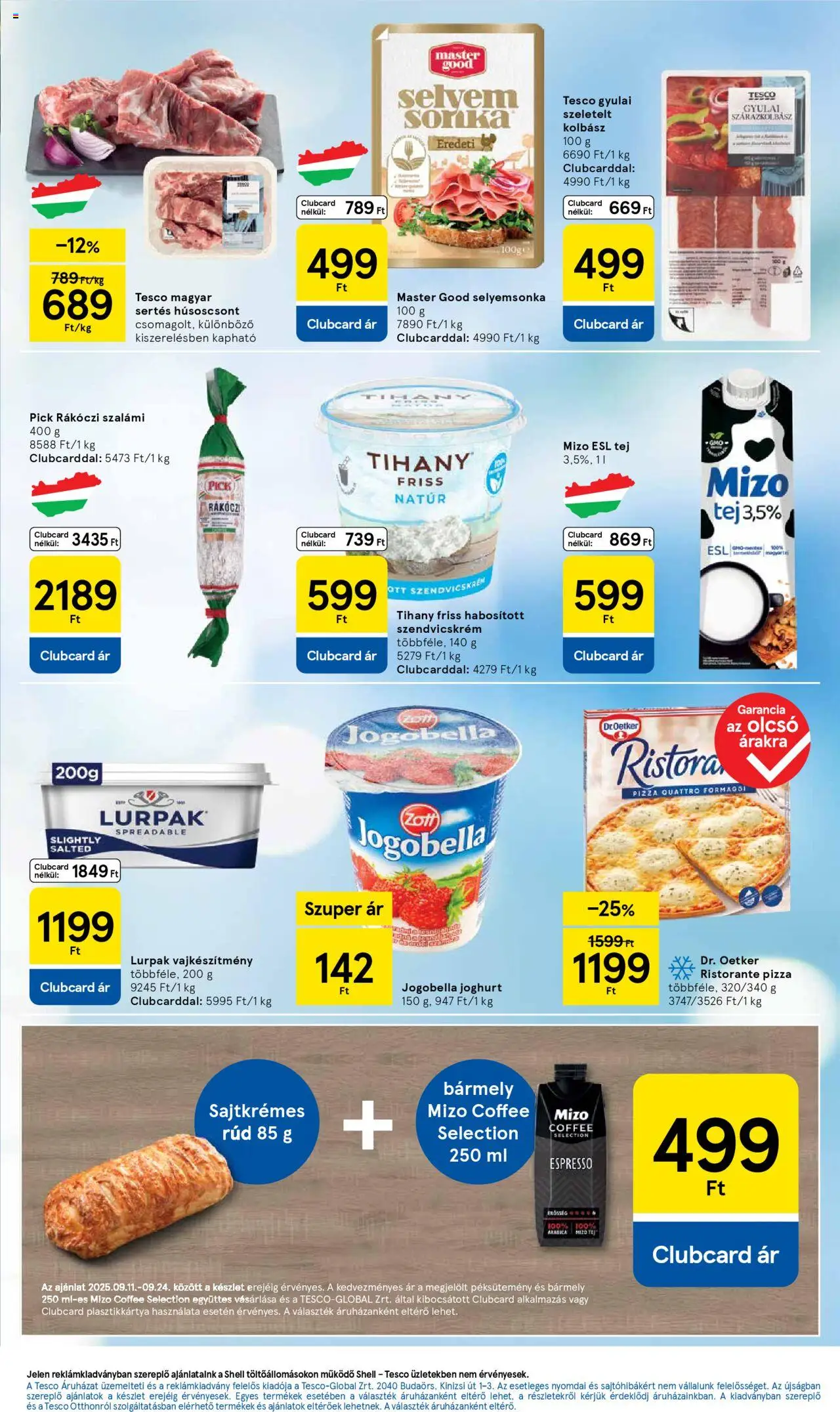 Tesco akciós ujság - amely érvényes a következő dátumtól: 18.09.2025 | Oldal: 3 | Termékek: Pick, Joghurt, Szalámi, Pizza