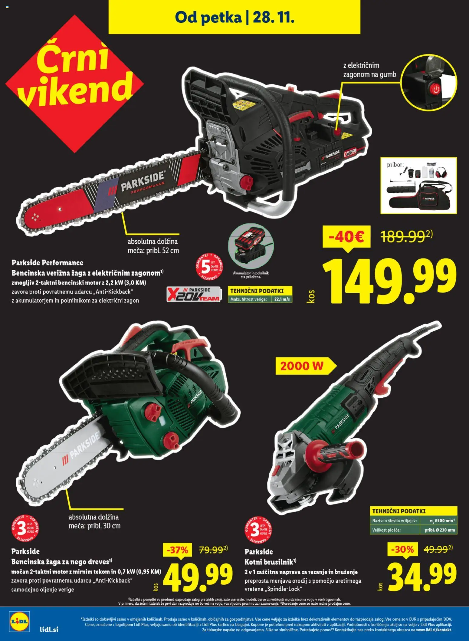Novi Lidl katalog ponudbe – veljaven od 27.11.2025 | Stran: 34 | Izdelki: Pribor, Verižna žaga, Akumulator, Polnilnik