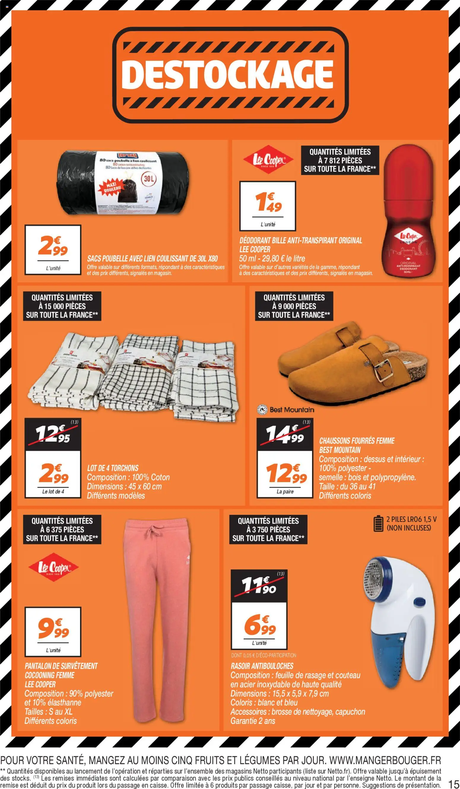 {H1} | Page: 15 | Produits: Couteau, Poubelle, Coton, Sacs poubelle