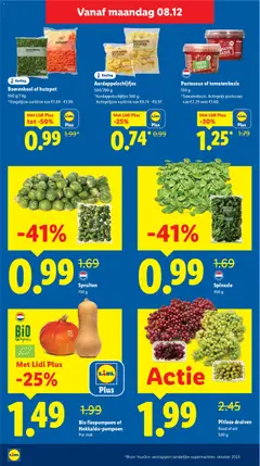 Pitloze druiven, Rood of wit 500 g - Voorbeeld van een folder van Lidl, geldig van 08.12.2025 | Pagina: 10 | Producten: Boerenkool, Pasta, Saus, Druiven