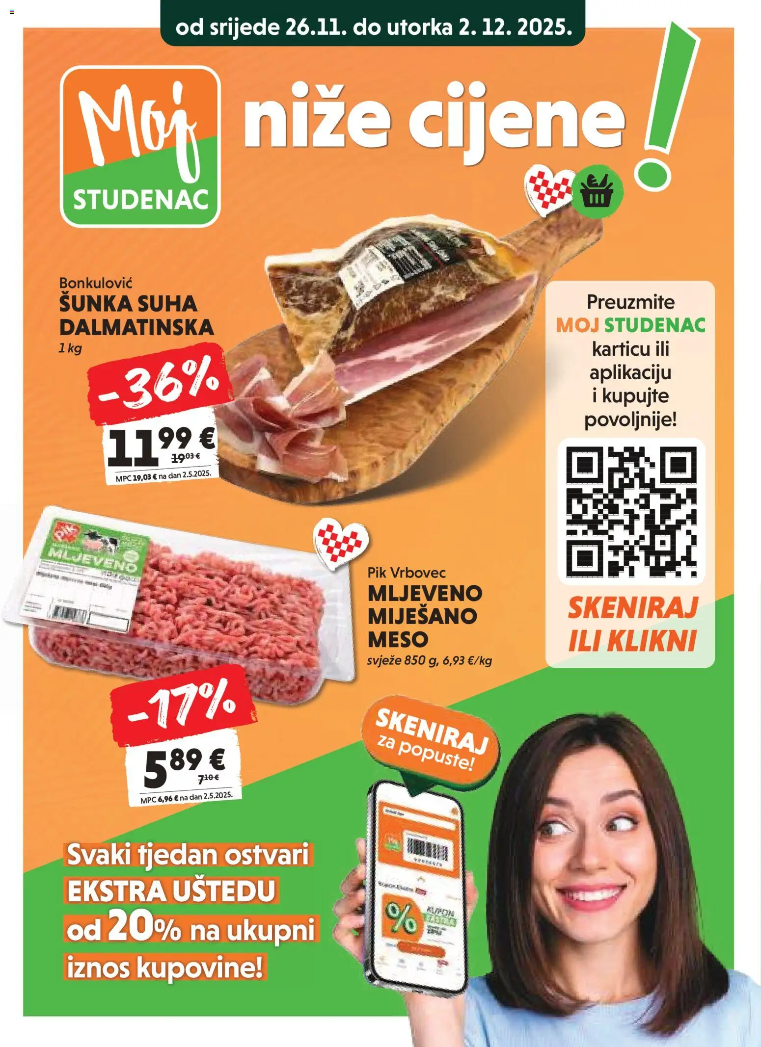 Studenac katalog | vrijedi od 26.11.2025 | Stranica: 3 | Proizvodi: Meso, Šunka, Pik Vrbovec