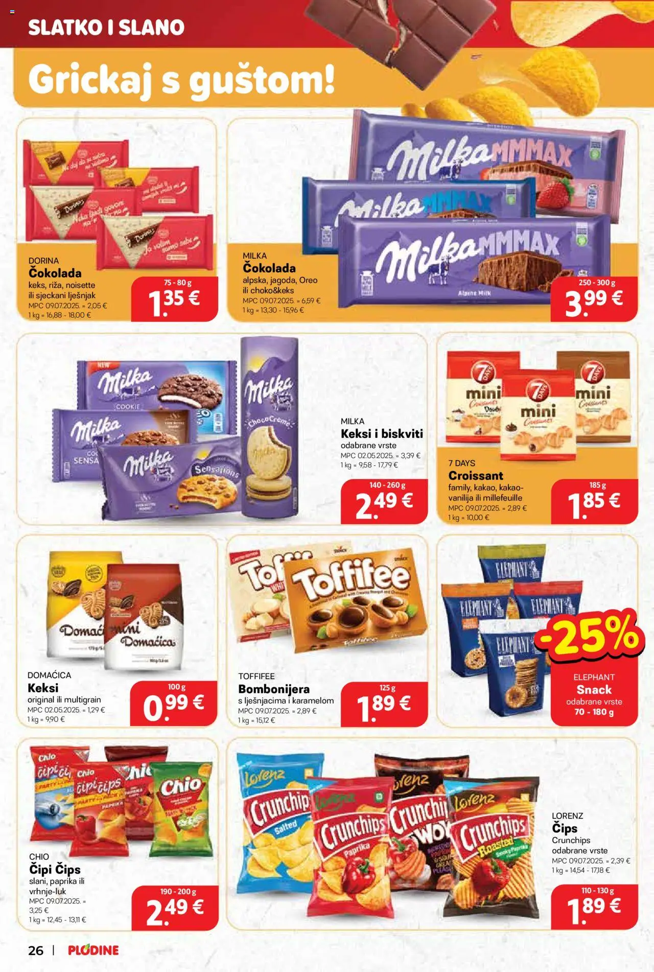 Plodine katalog | vrijedi od 10.09.2025 | Stranica: 26 | Proizvodi: Dorina, Paprika, Čips, Kakao