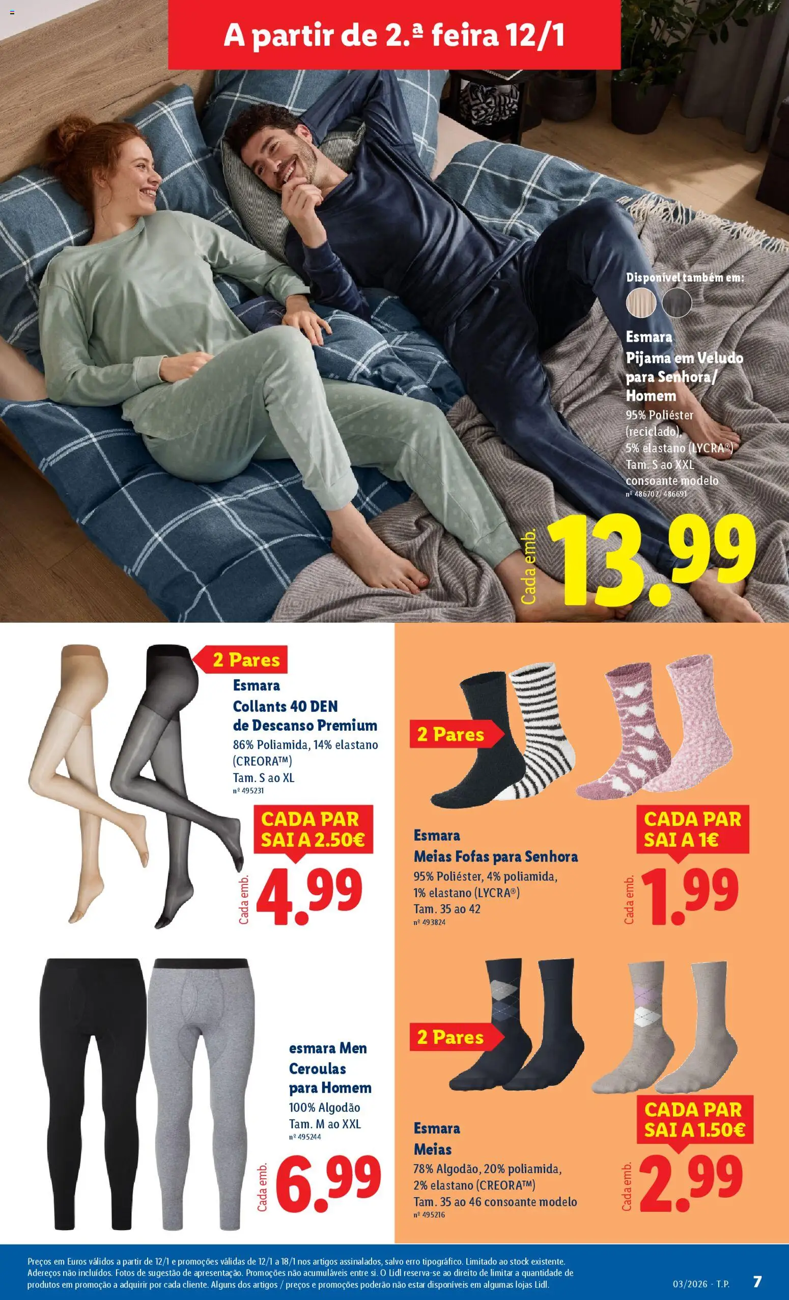 Lidl Novidades │ válido de 12.01.2026 | Página: 7 | Produtos: Algodão, Collants, Saia, Meias