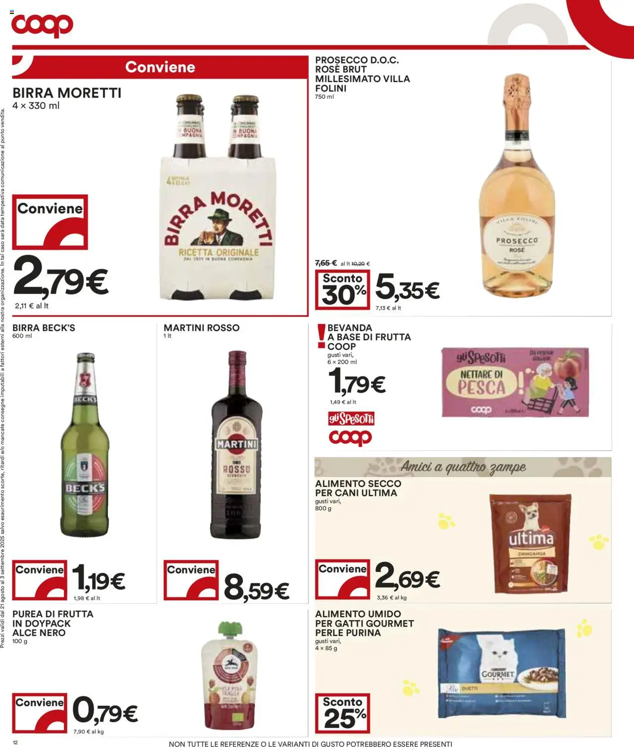 Volantino COOP del 21.08.2025 | Pagina: 12 | Prodotti: Birra, Frutta, Pesca, Birra Moretti