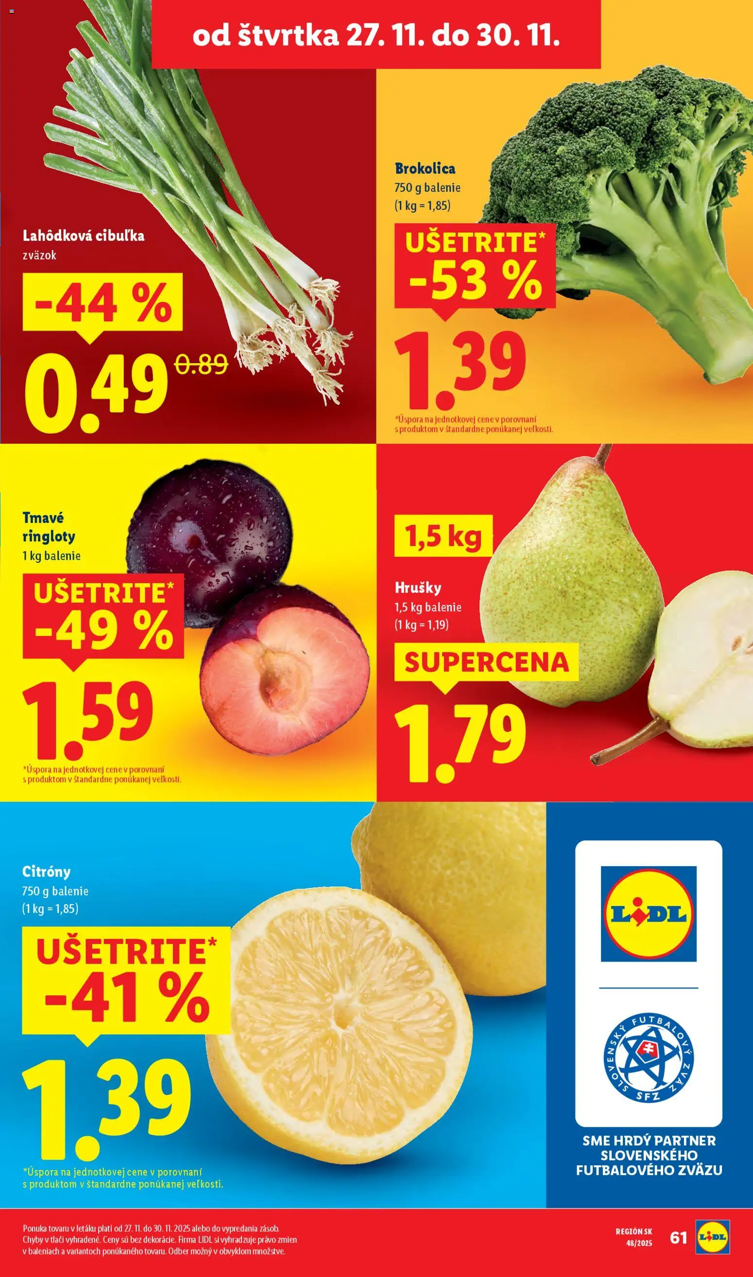Nové Lidl akcie – leták je platný od 27.11.2025 | Strana: 15 | Produkty: Brokolica, Citróny, Hrušky