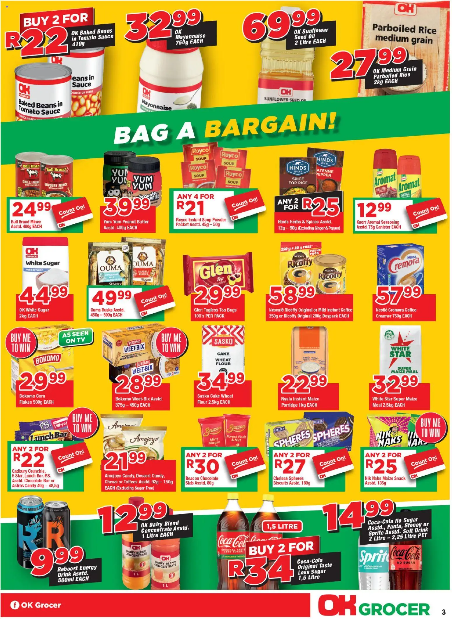 New OK Foods catalogue – valid from 12.11.2025 | Page: 3 | Products: Cake, Corn, Maize meal, Creamer