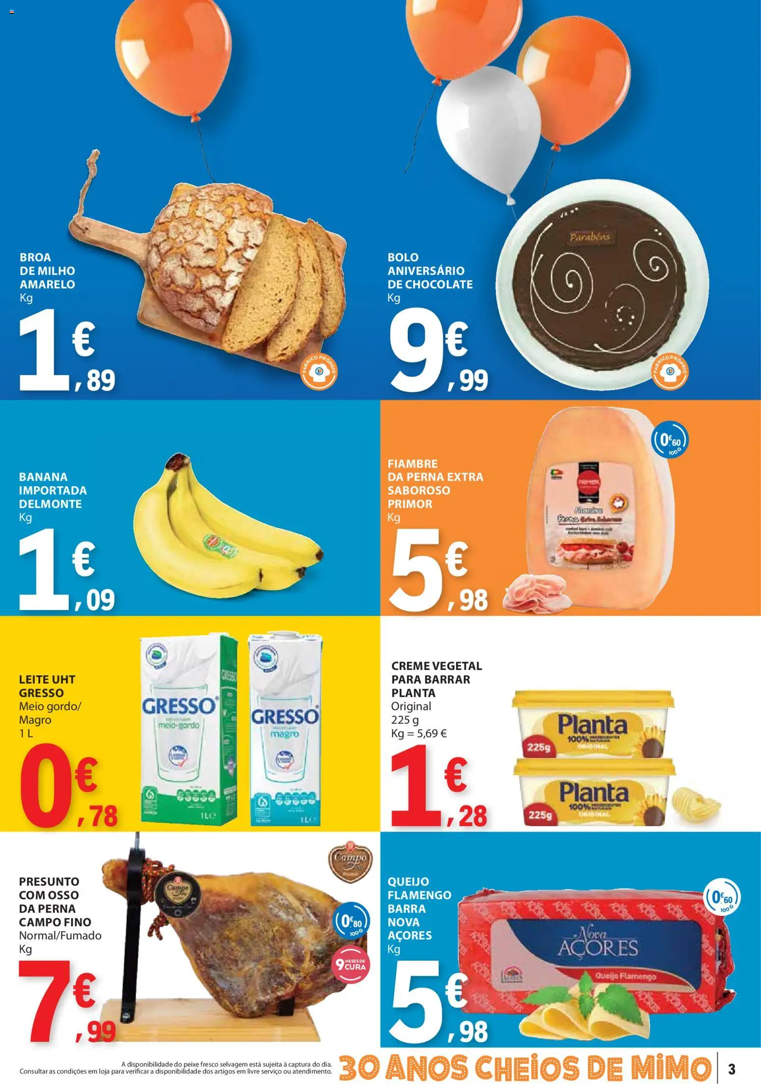 E.Leclerc folheto │ válido de 23.10.2025 | Página: 3 | Produtos: Banana, Bolo, Leite, Peixe
