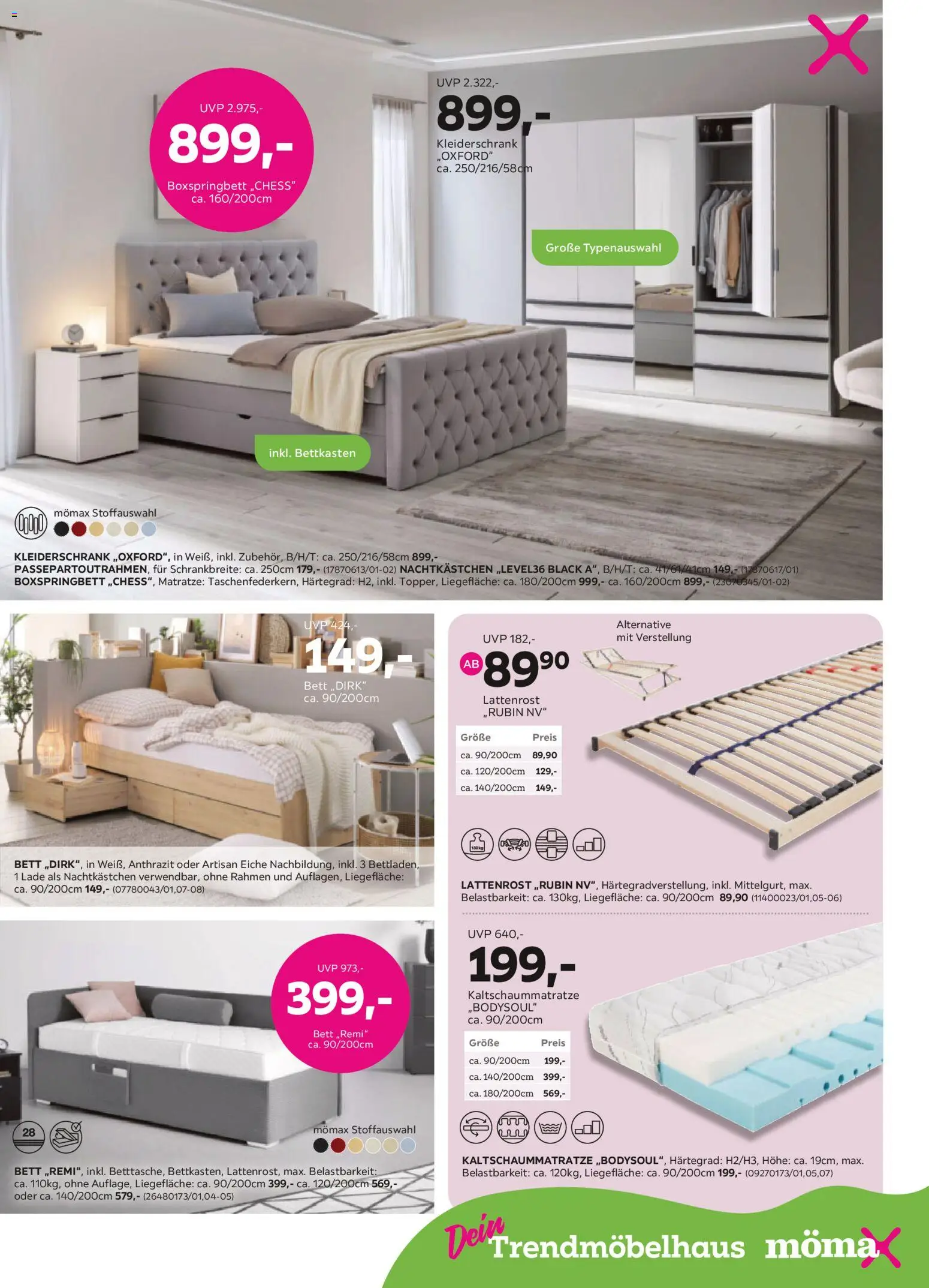 Mömax Prospekt 	 – gültig ab 08.12.2025 | Seite: 9 | Produkte: Bett, Matratze, Boxspringbett, Nachtkästchen