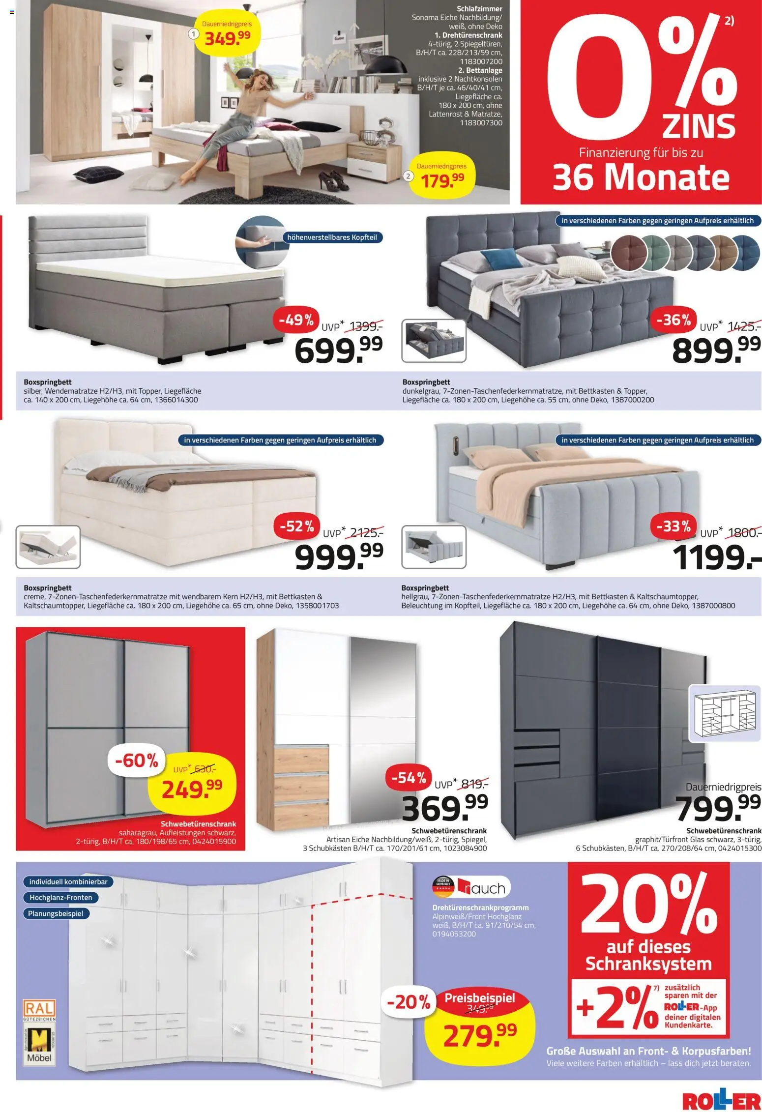 Roller Prospekt 	 – gültig ab 26.04.2026 | Seite: 9 | Produkte: Lattenrost, Schwebetürenschrank, Drehtürenschrank, Boxspringbett