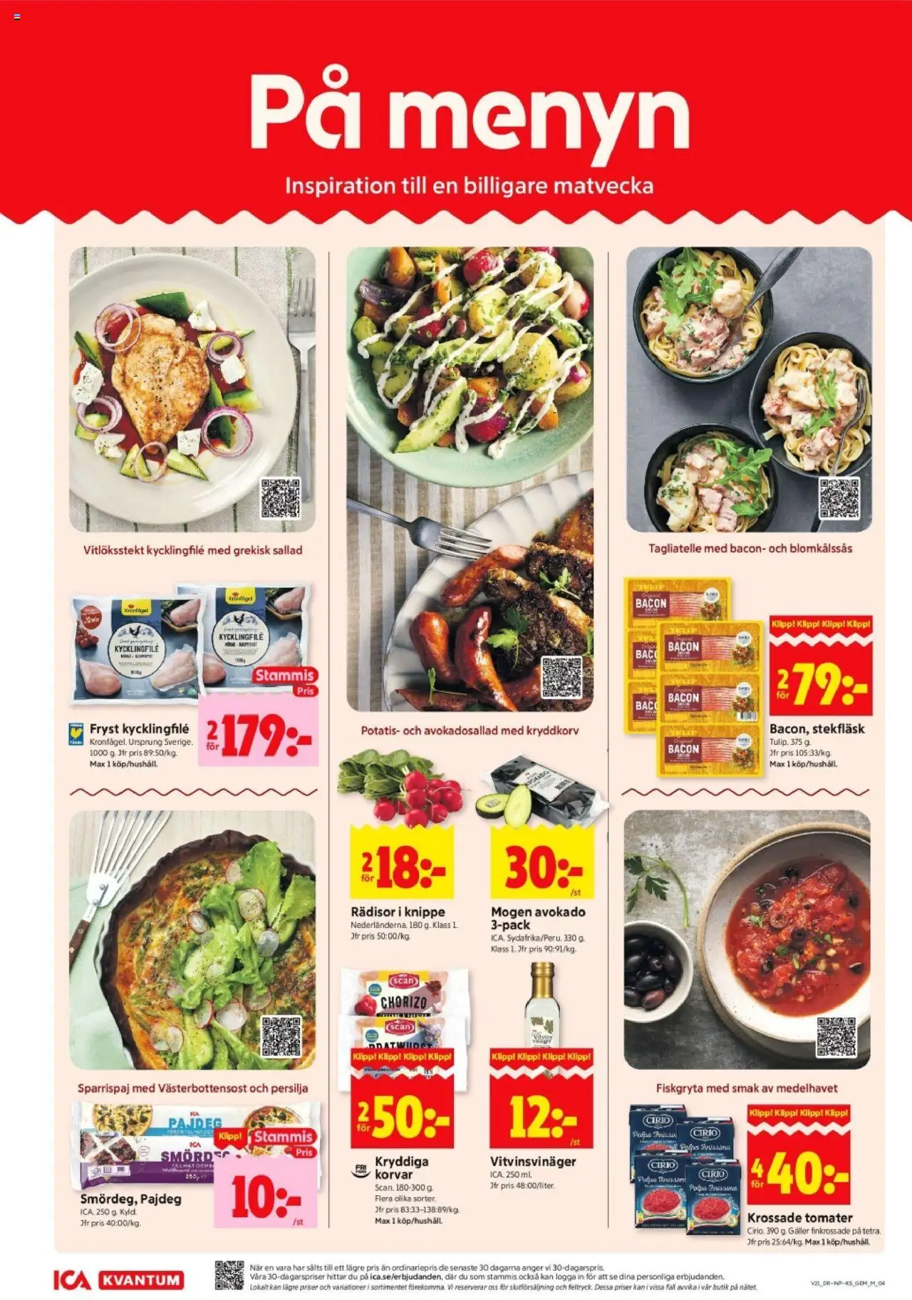 ICA Kvantum reklamblad aktuell från 19.05.2025 | Sida: 4 | Produkter: Bacon, Tomater, Sallad, Persilja