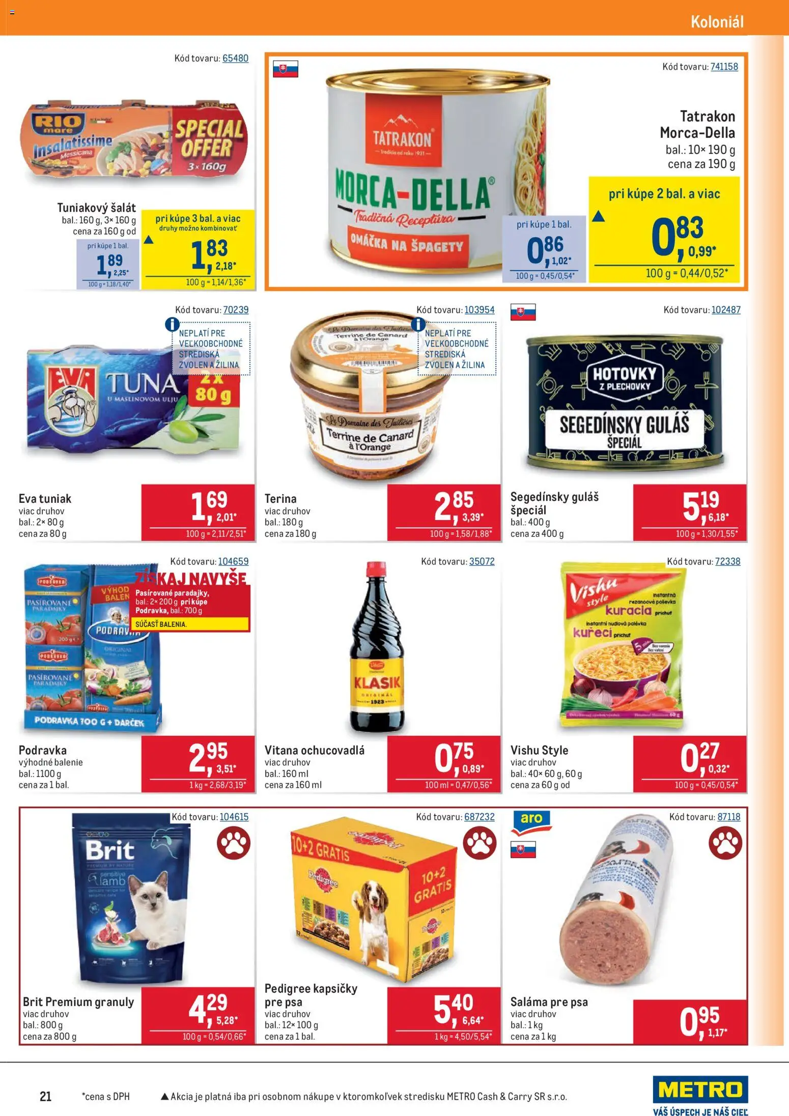 Nové Metro akcie – leták je platný od 11.02.2026 | Strana: 21 | Produkty: Tuniak, Saláma, Šalát, Omáčka