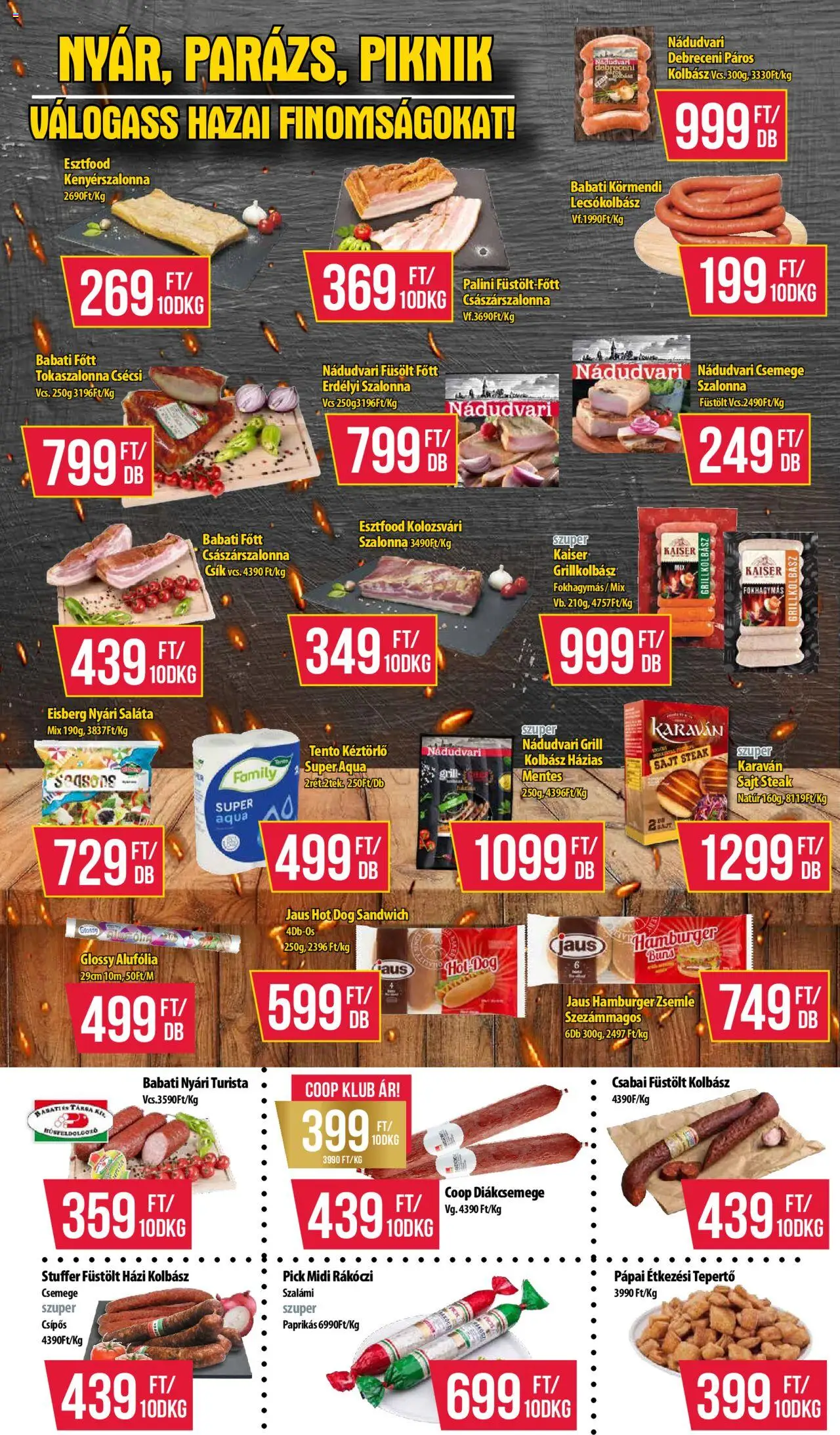 COOP akciós ujság - amely érvényes a következő dátumtól: 17.07.2025 | Oldal: 2 | Termékek: Hot dog, Debreceni, Pick, Császárszalonna