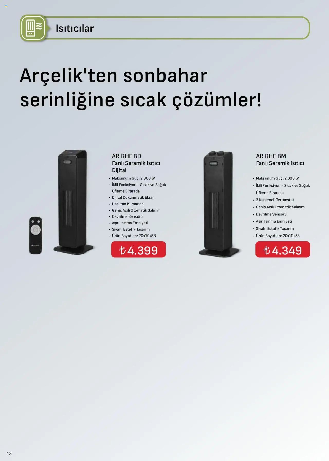 Arçelik İklimlendirme Kataloğu - 16.09.2025 tarihinden itibaren geçerlidir | Sayfa: 18