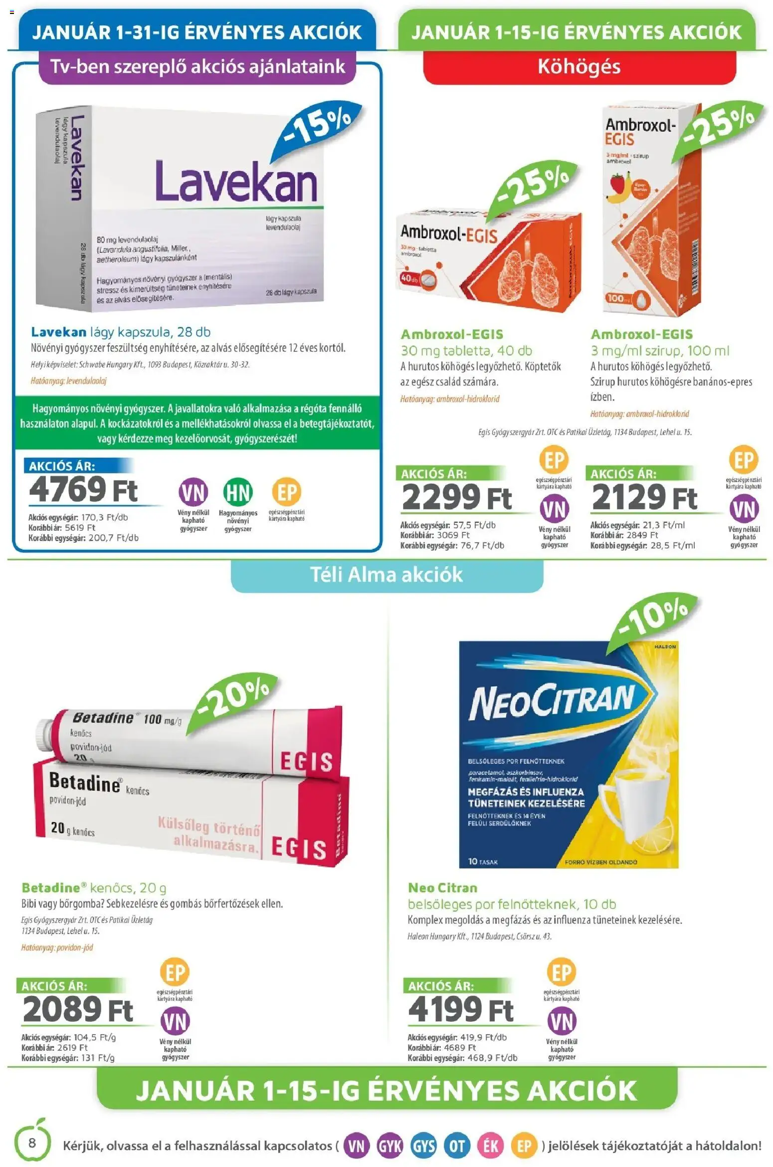 Alma Gyógyszertárak akciós ujság - amely érvényes a következő dátumtól: 01.01.2026 | Oldal: 8 | Termékek: Alma