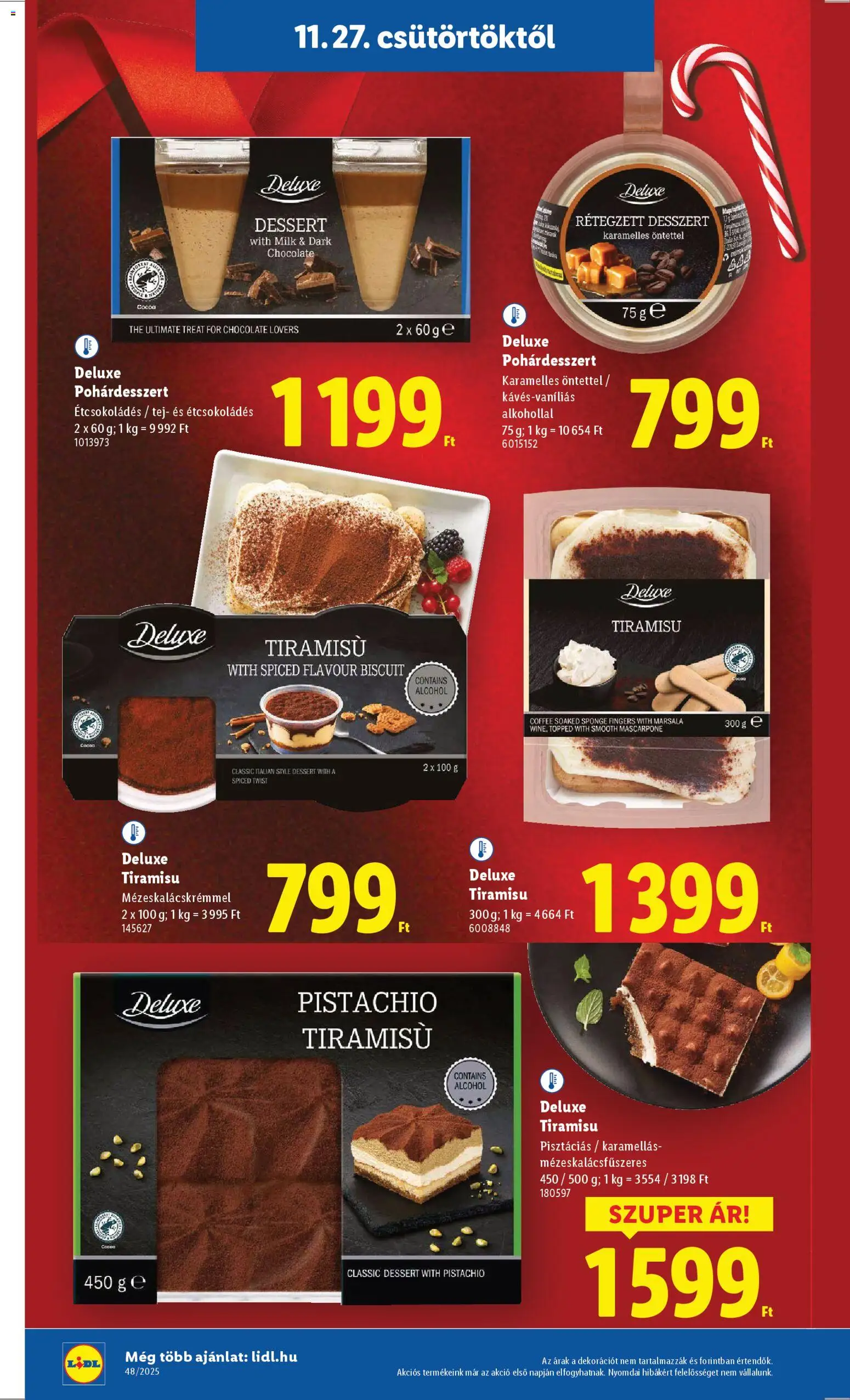 Lidl akciós ujság - amely érvényes a következő dátumtól: 27.11.2025 | Oldal: 20 | Termékek: Tiramisu, Tej, Mascarpone