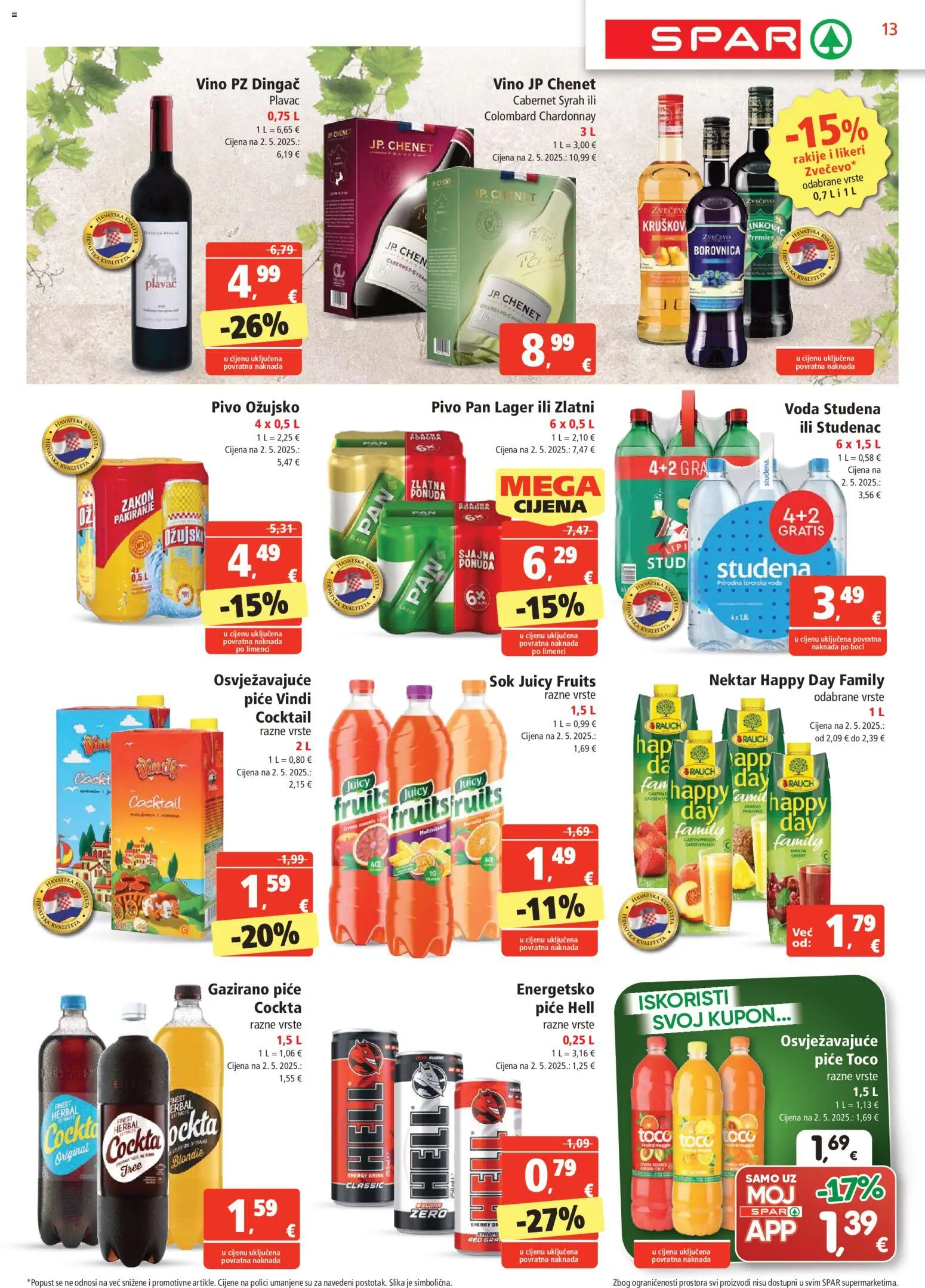 Spar katalog | vrijedi od 05.11.2025 | Stranica: 13 | Proizvodi: Sok, Ožujsko, Pan, Borovnica