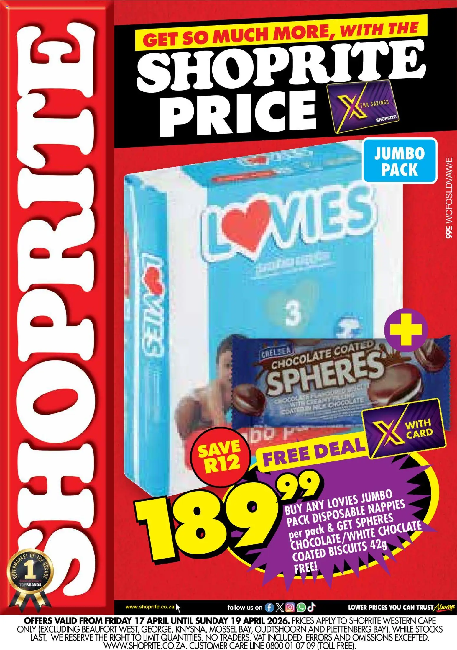 New Shoprite catalogue – valid from 17.04.2026 | Page: 1 | Products: Biscuits, Chocolate, Nappies