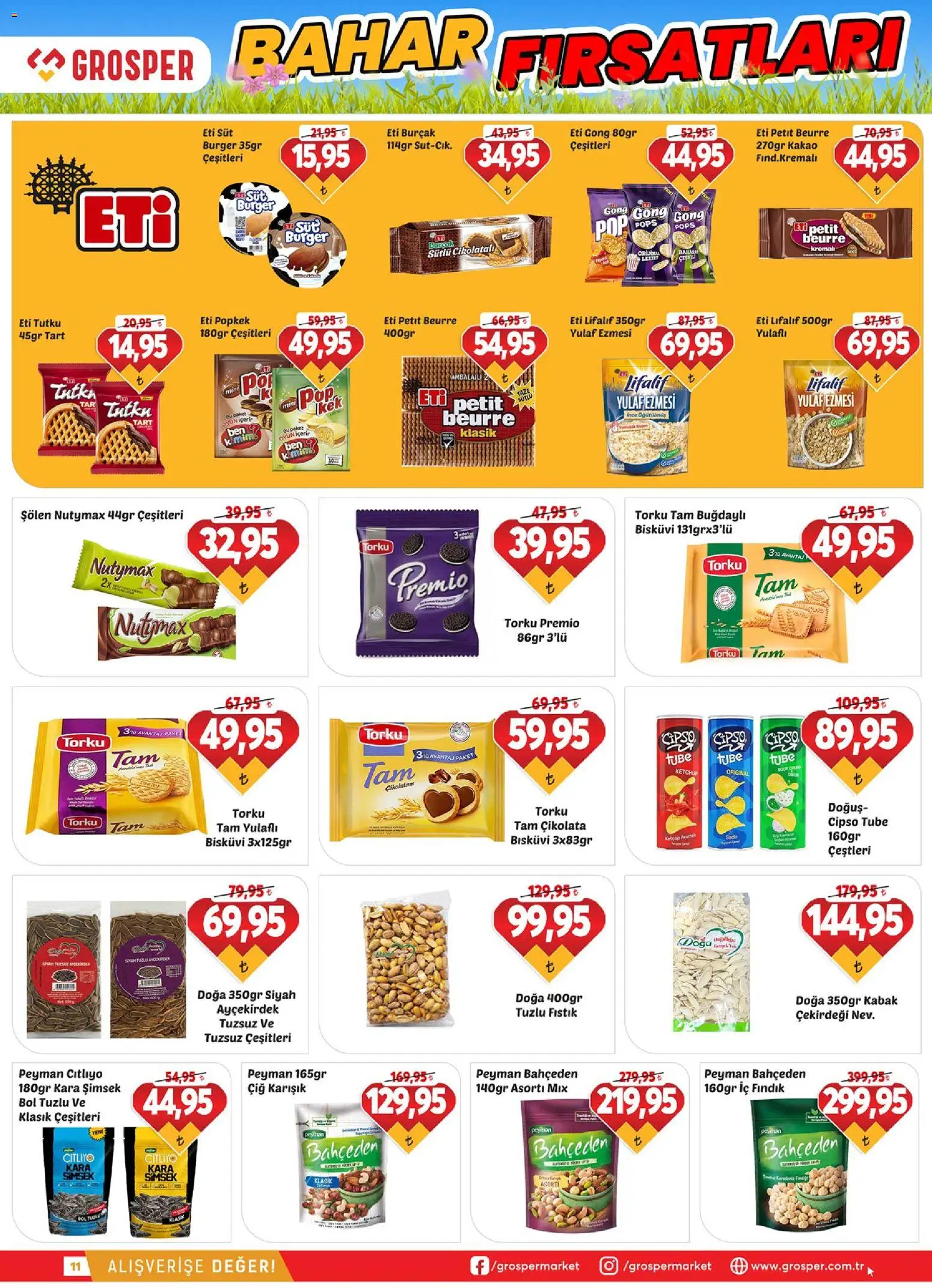 Grosper Katalog - 08.04.2026 tarihinden itibaren geçerlidir | Sayfa: 11 | Ürünler: Fıstık, Kabak, Fındık, Bisküvi