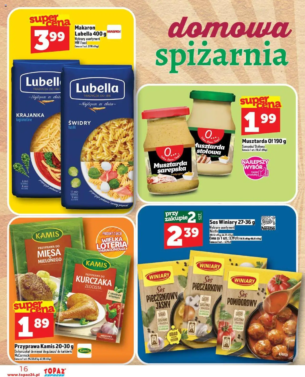 Topaz Gazetka - Express od 11.09.2025 | Strona: 16 | Produkty: Musztarda, Makaron, Sos