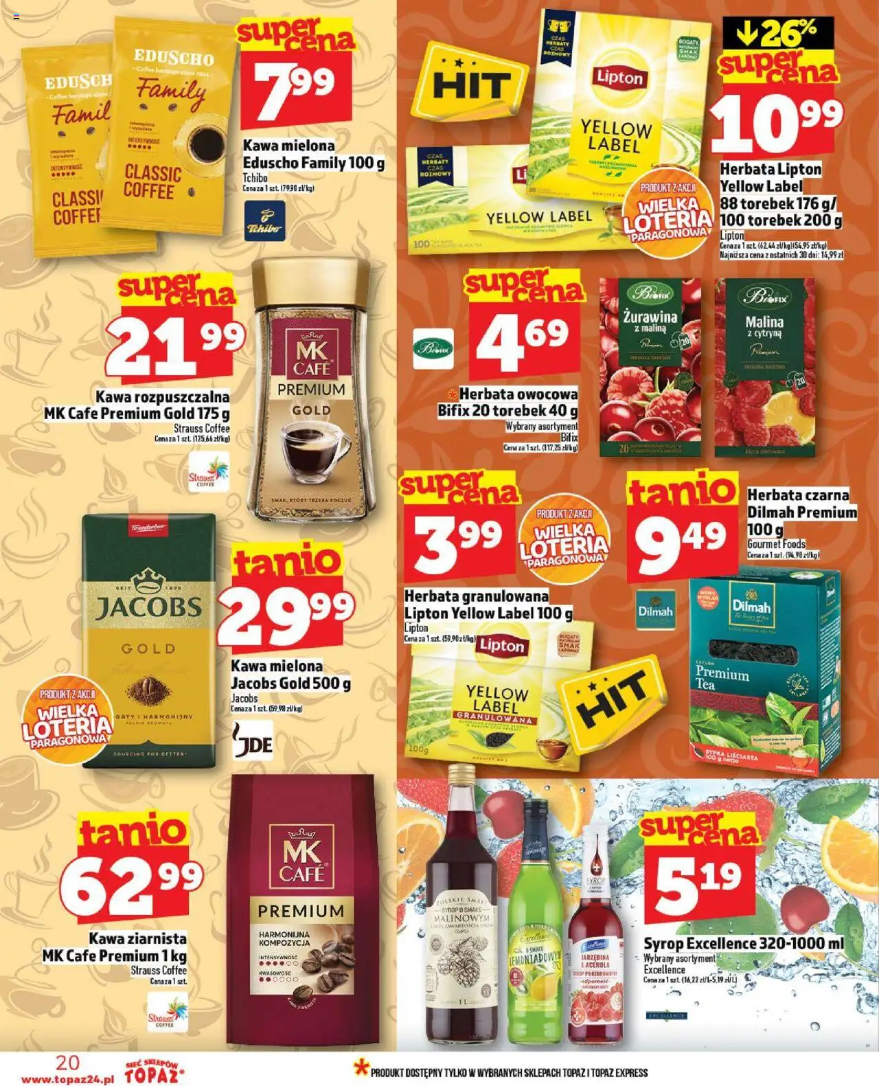 Topaz Gazetka MAZ od 11.09.2025 | Strona: 20 | Produkty: Herbata granulowana, Żurawina, Herbata lipton, Kawa