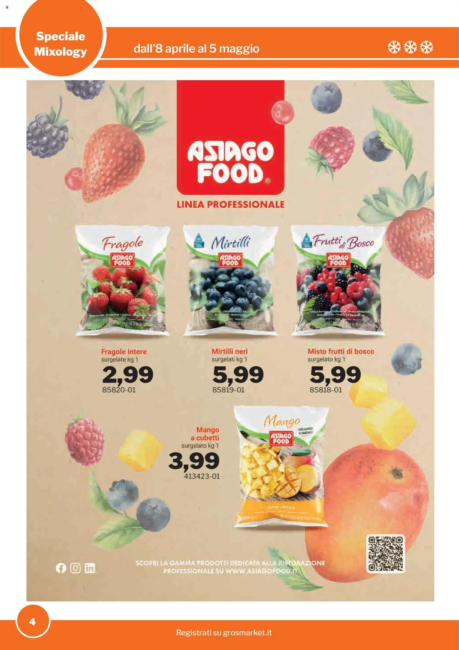 Volantino Sogegross del 08.04.2026 | Pagina: 4 | Prodotti: Fragole, Mango, Mirtilli