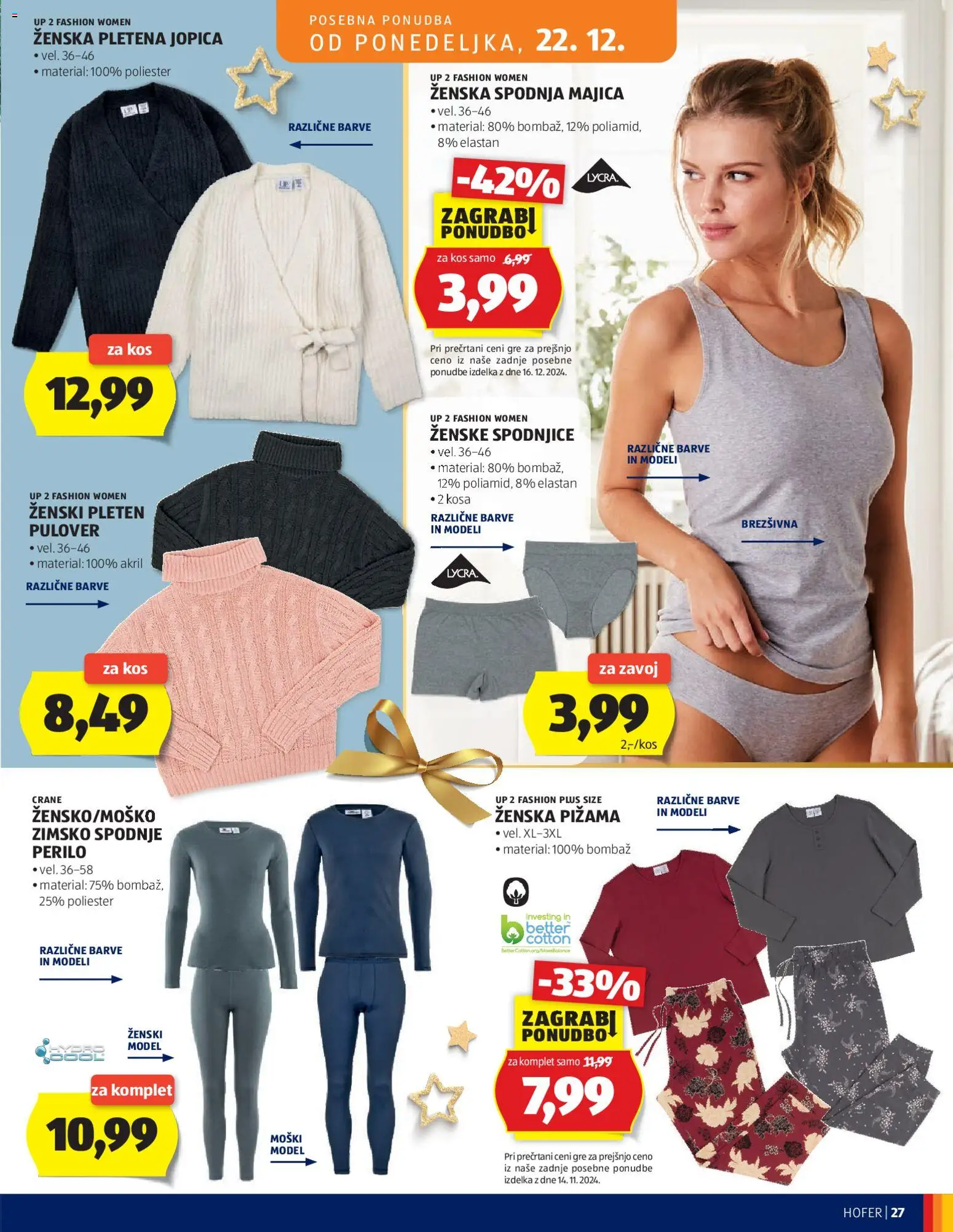 Novi Hofer katalog ponudbe – veljaven od 18.12.2025 | Stran: 27 | Izdelki: Spodnjice, Majica, Jopica, Spodnje perilo