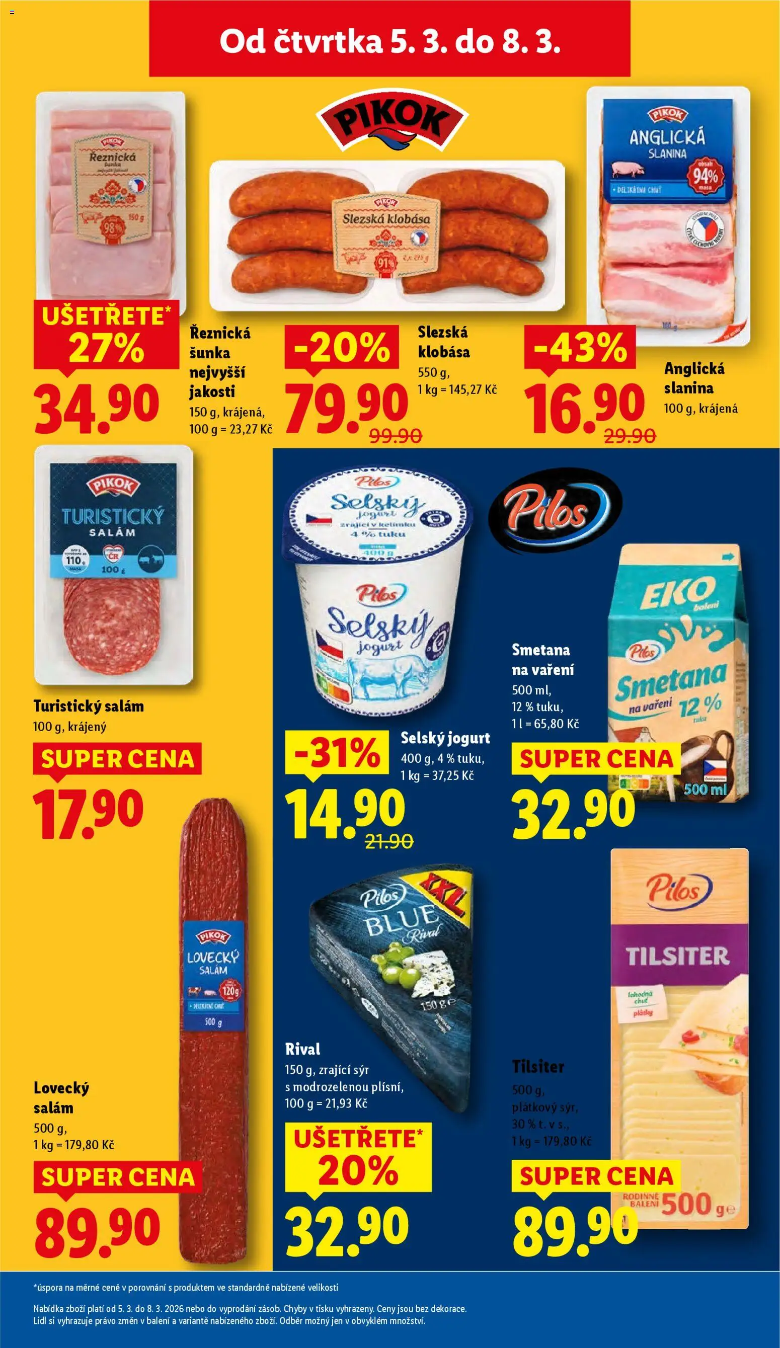 Lidl leták od 05.03.2026 | Strana: 15 | Produkty: Jogurt, Šunka, Klobása, Pikok
