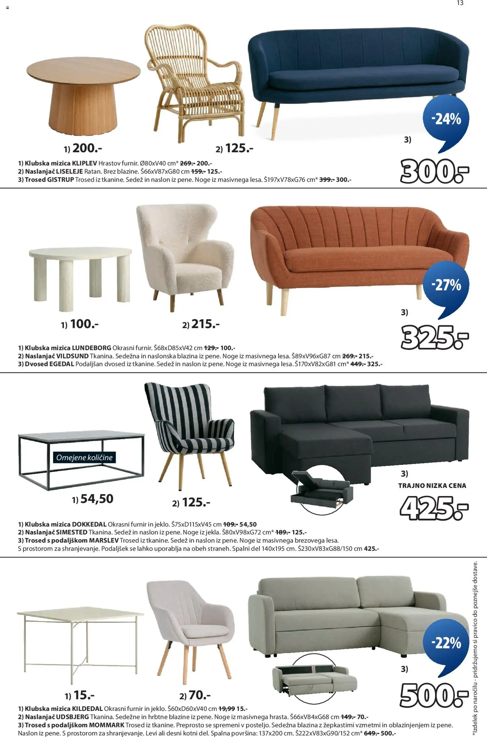 Novi JYSK katalog ponudbe – veljaven od 22.10.2025 | Stran: 13 | Izdelki: Mizica, Trosed, Dvosed, Furnir
