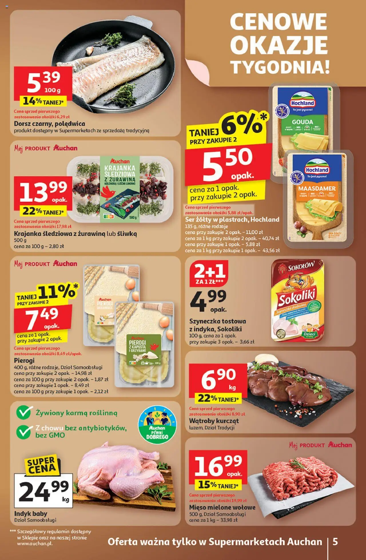 Auchan Gazetka od 23.10.2025 | Strona: 5 | Produkty: Mięso, Mięso mielone, Dorsz, Żurawina