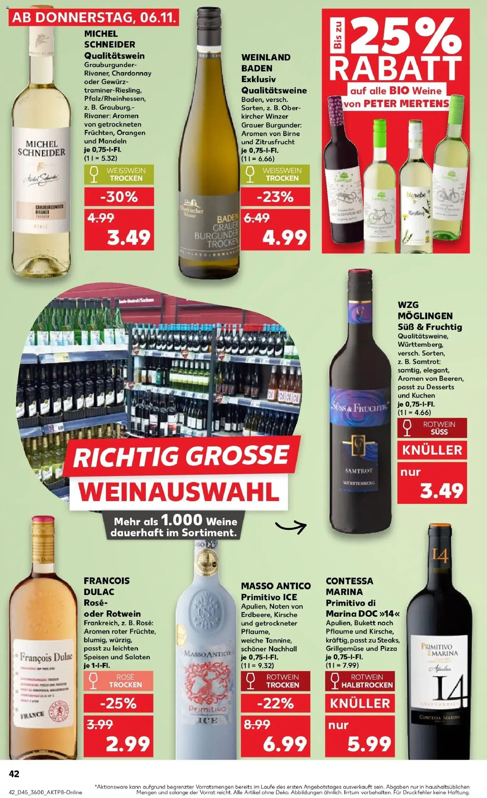 Kaufland prospekt Taucha	 – gültig ab 10.11.2025 | Seite: 42 | Produkte: Weißwein, Weißwein trocken, Orangen, Birne