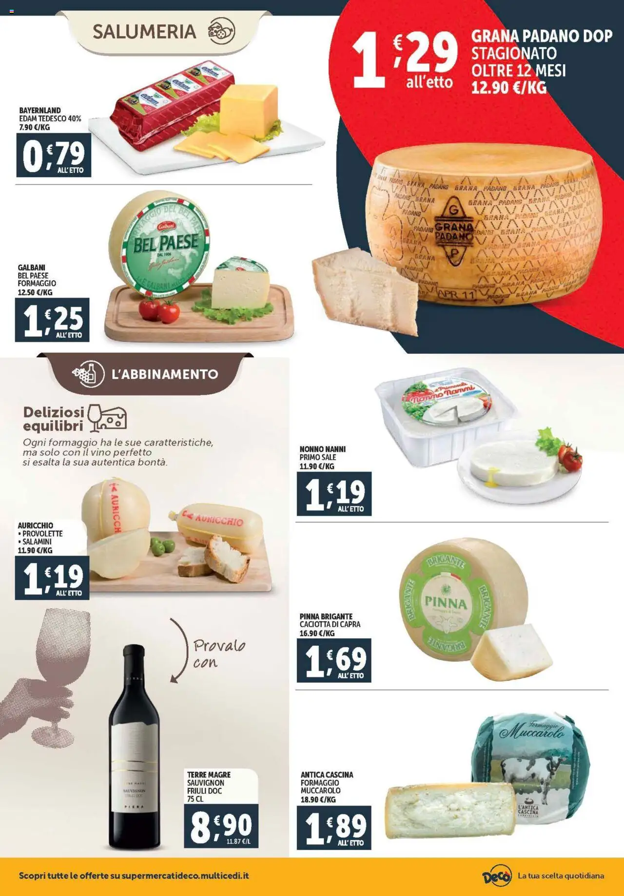 Volantino Decò del 08.08.2025 | Pagina: 2 | Prodotti: Sale, Formaggio, Vino, Grana Padano