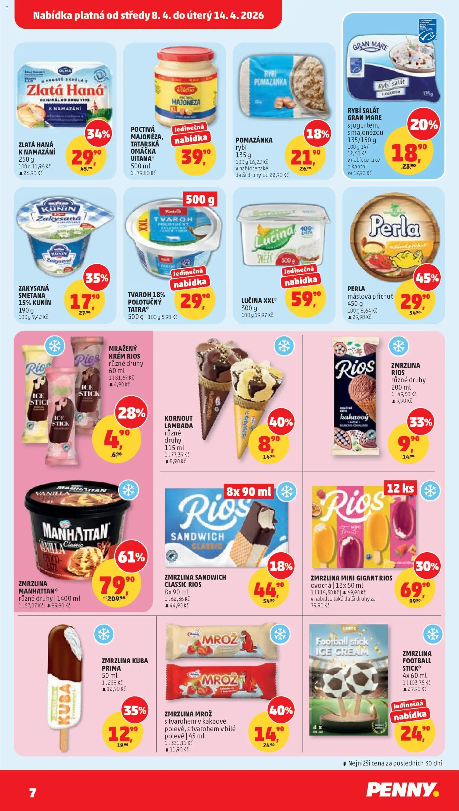 Penny Market leták od 08.04.2026 | Strana: 7 | Produkty: Lučina, Krém, Tvaroh, Perla