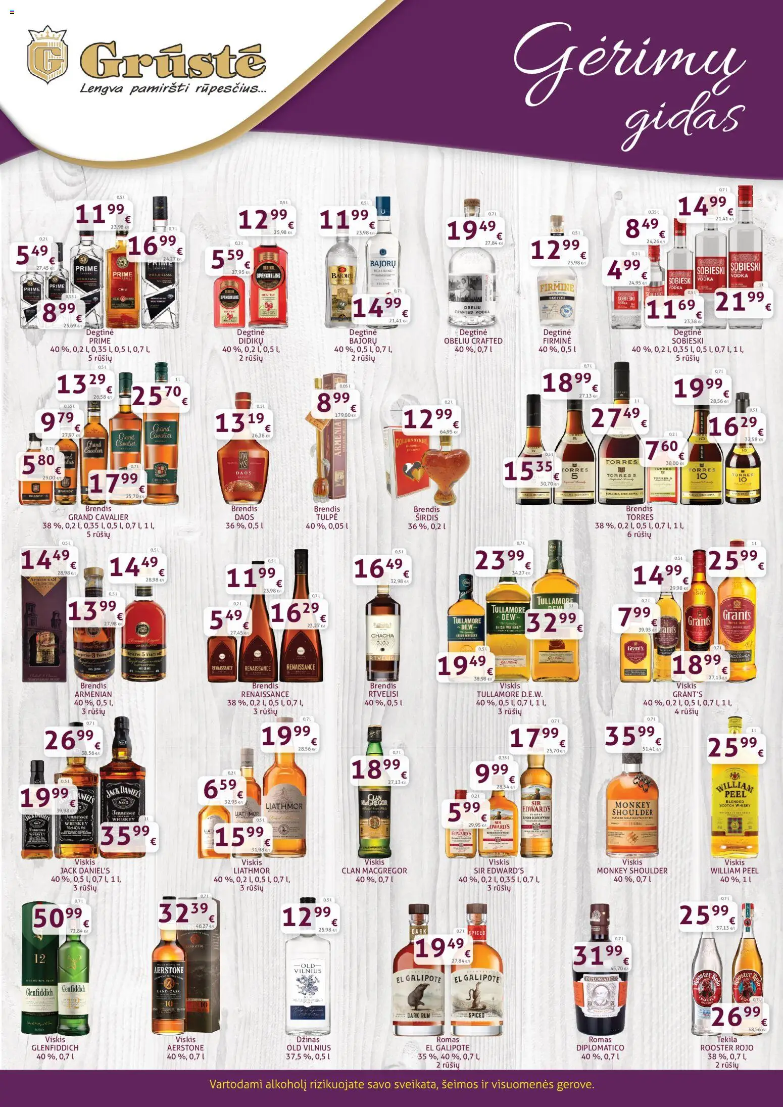 GRUSTE akcijos nuo 01.03.2026 | Puslapis: 2 | Prekių: Degtinė, Viskis, Džinas