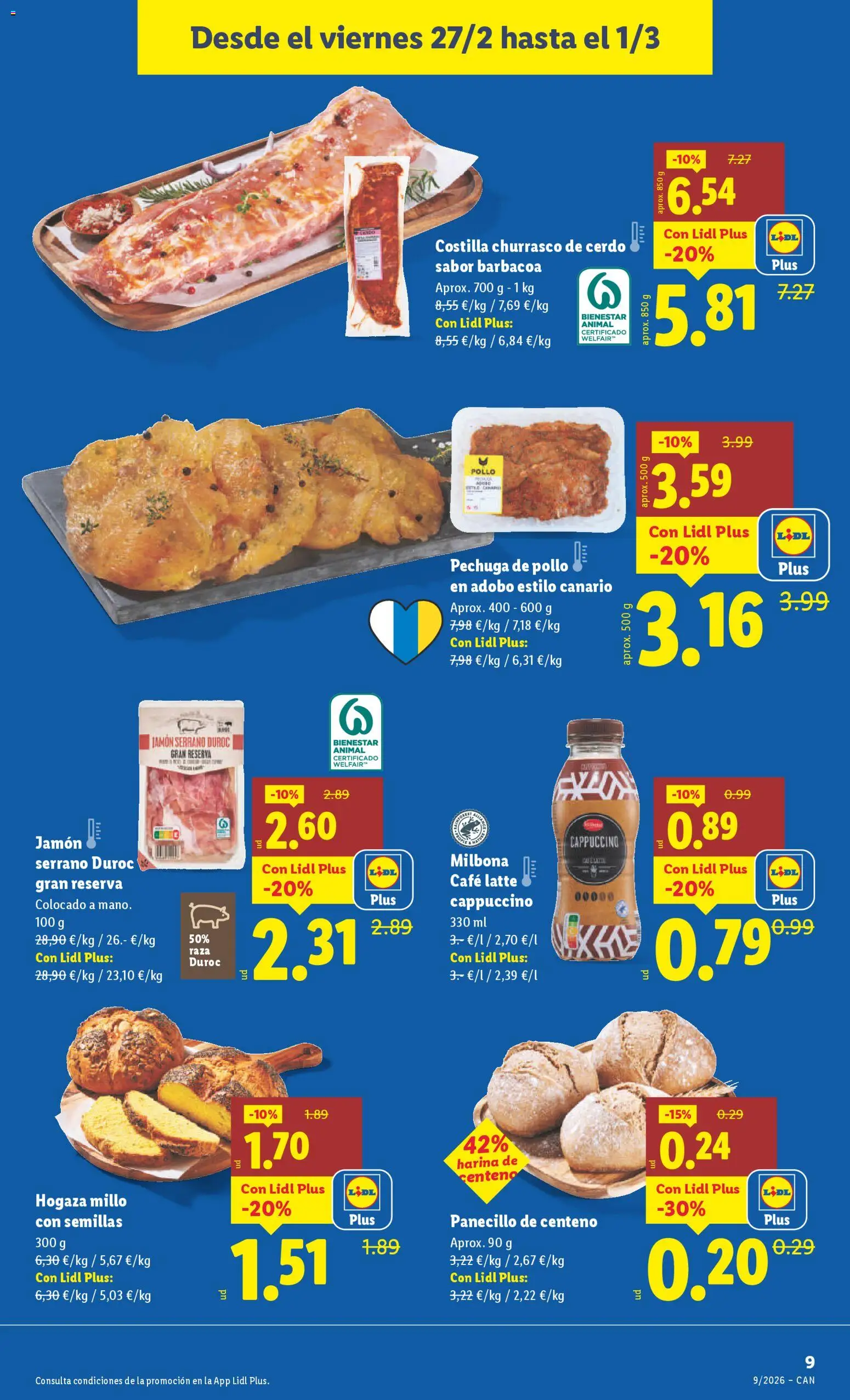 Lidl - Canarias │ válido desde el 23.02.2026 | Página: 15 | Productos: Jamón serrano, Café, Jamón, Cerdo