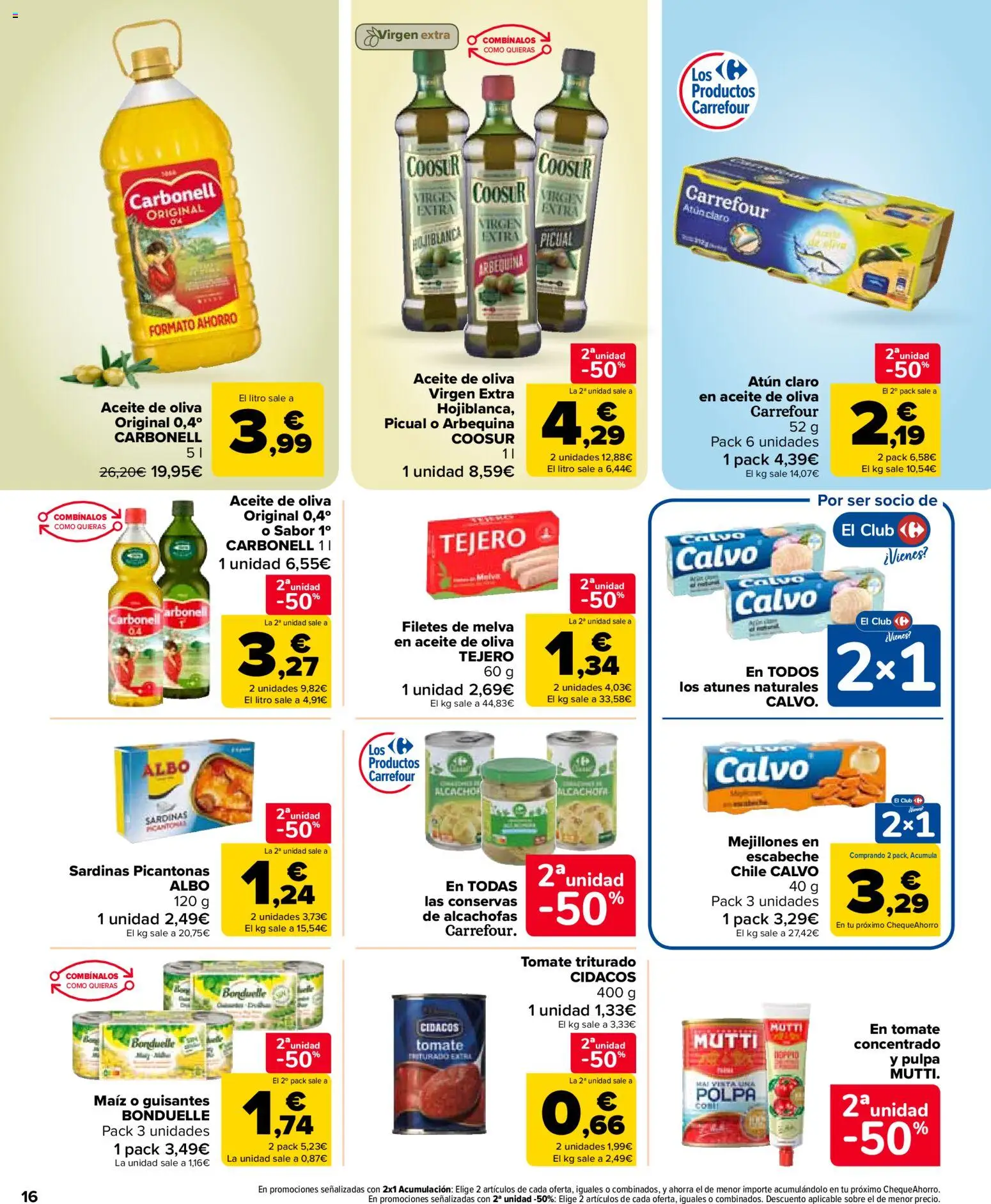 Carrefour Market folleto │ válido desde el 12.02.2026 | Página: 16 | Productos: Aceite, Aceite de oliva virgen extra, Atún claro, Tomate triturado