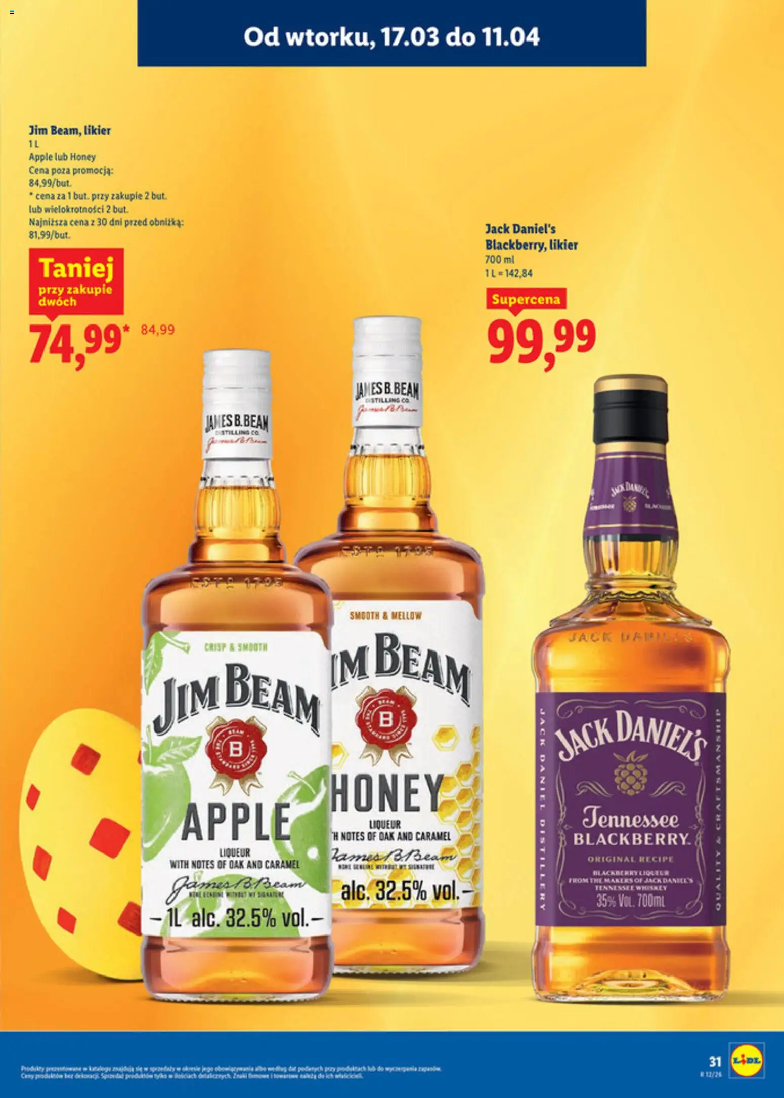 Lidl Katalog alkoholi mocnych i win od 17.03.2026 | Strona: 32 | Produkty: Jim Beam, Jack Daniel's, Jack Daniel's Apple