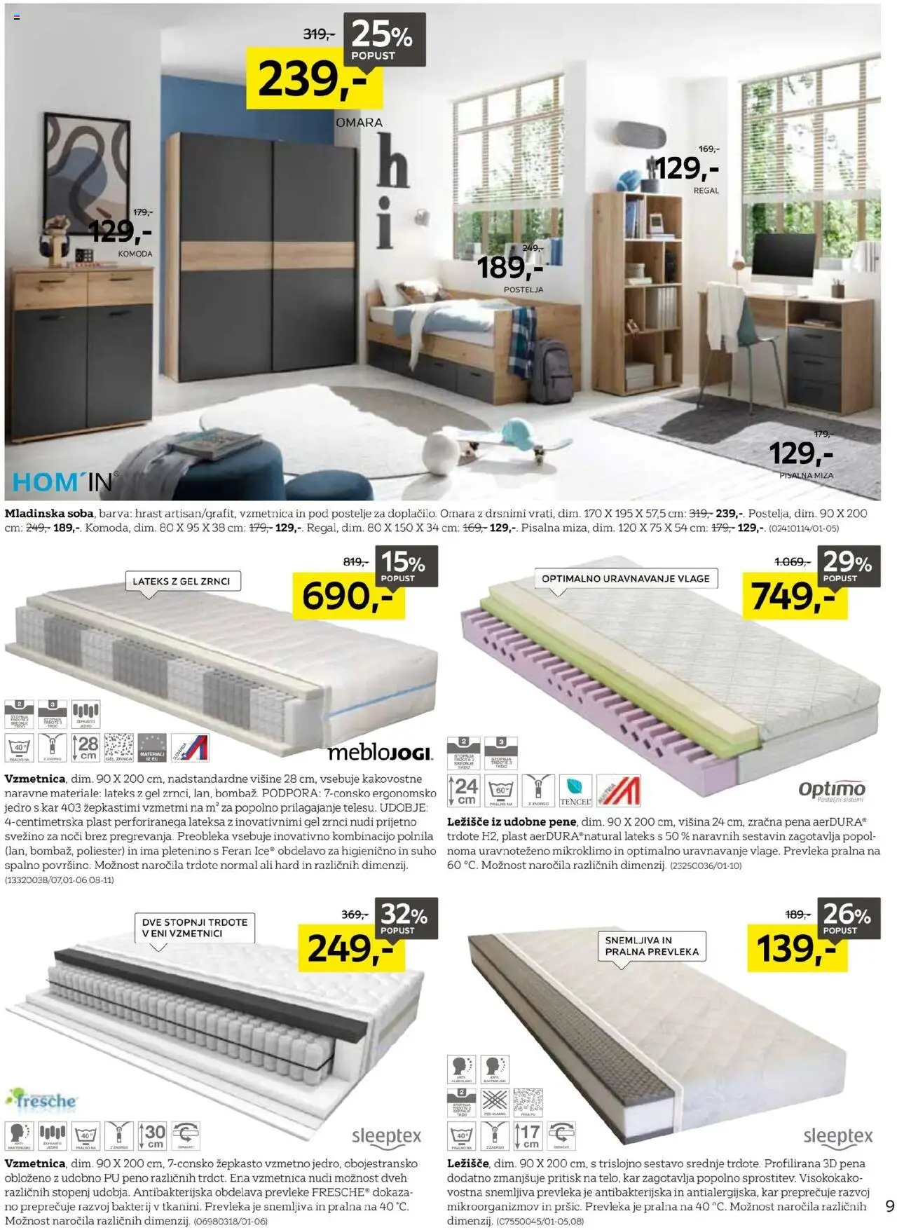 Novi XXXL Lesnina katalog ponudbe – veljaven od 15.09.2025 | Stran: 9 | Izdelki: Pisalna miza, Ležišče, Vzmetnica, Omara