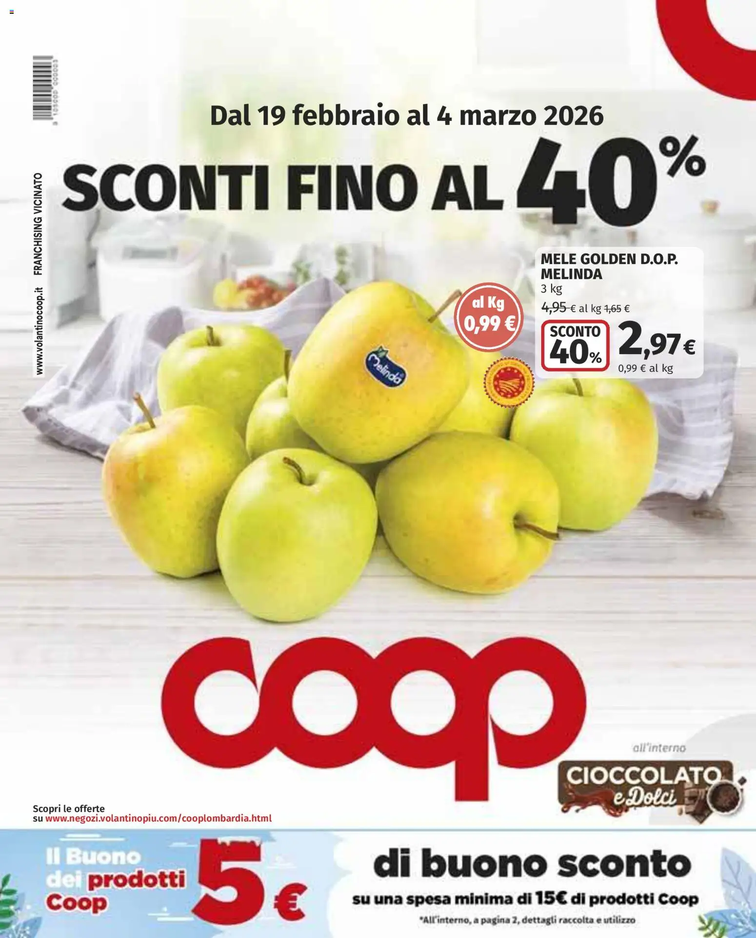 Volantino COOP del 19.02.2026 | Pagina: 1 | Prodotti: Cioccolato, Mele