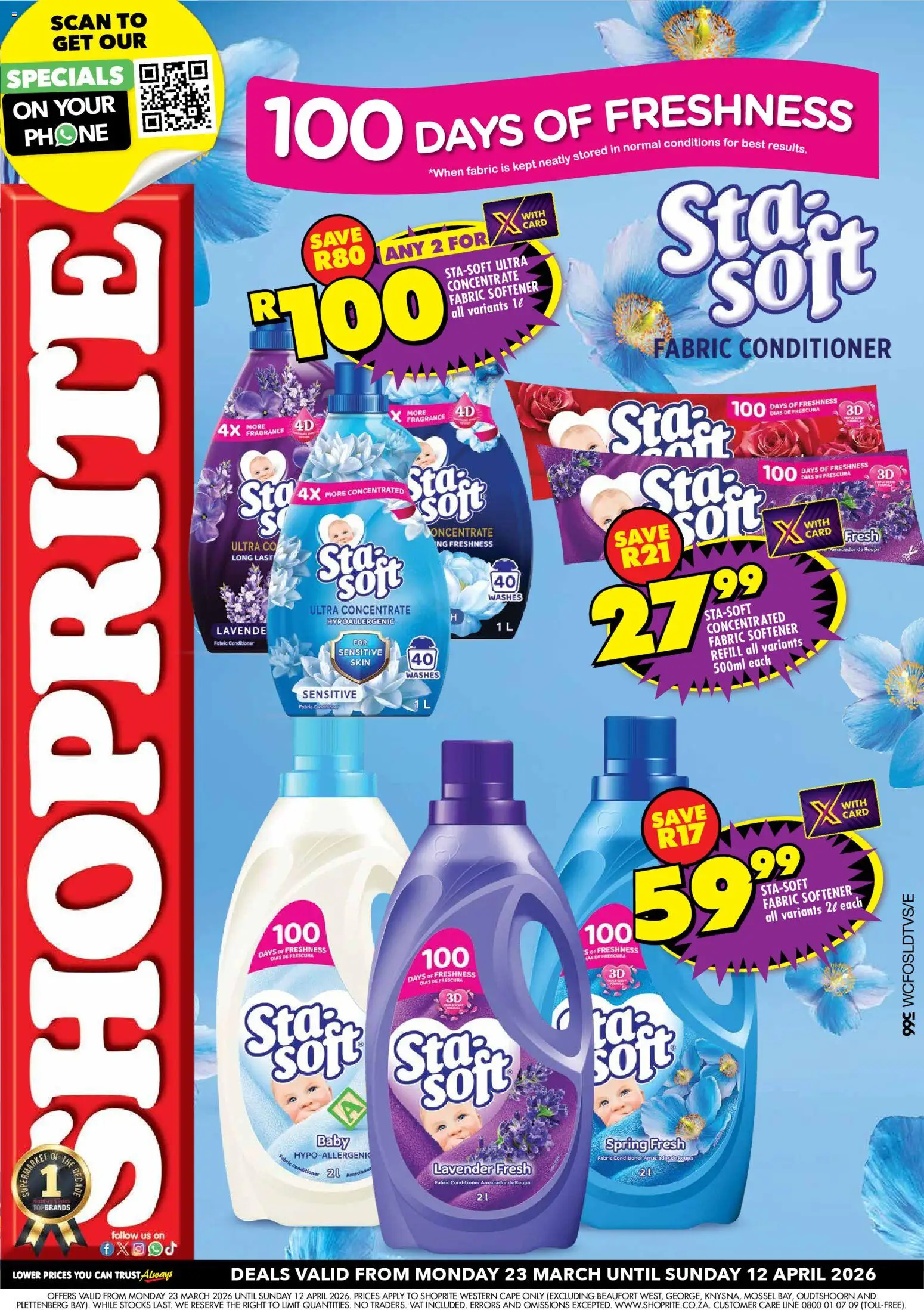 New Shoprite catalogue – valid from 23.03.2026 | Page: 1 | Products: Phone, Fragrance, Conditioner, Fabric softener