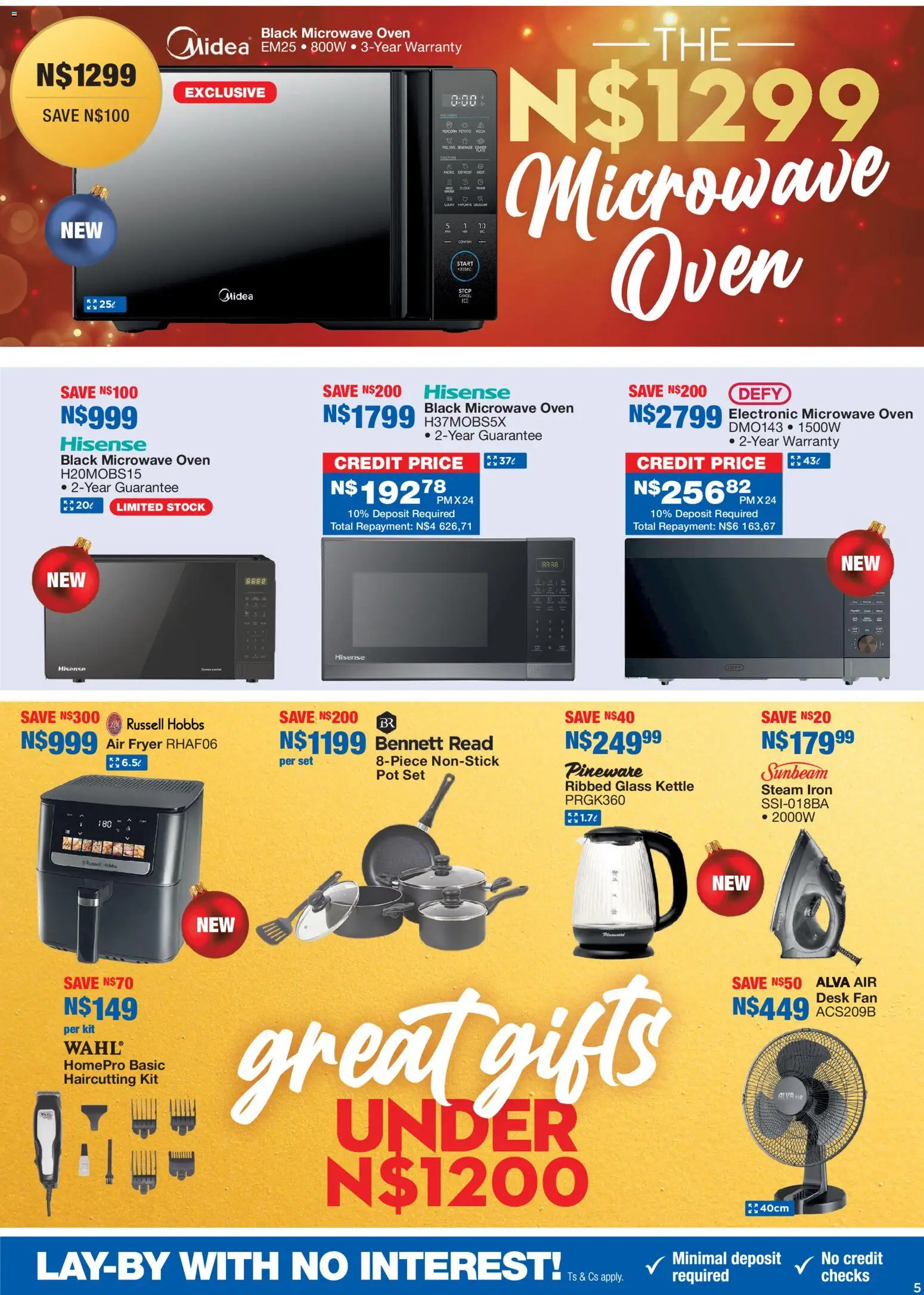 New OK Furniture catalogue – valid from 08.12.2025 | Page: 5 | Products: Iron, Fryer, Microwave, Air fryer